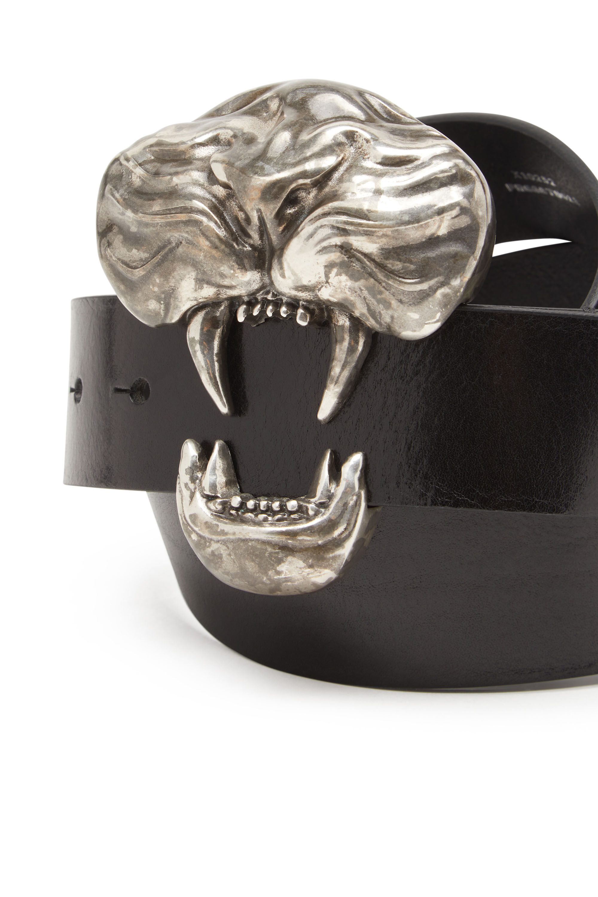 Women's Leather belt with bite buckle | Black | Diesel