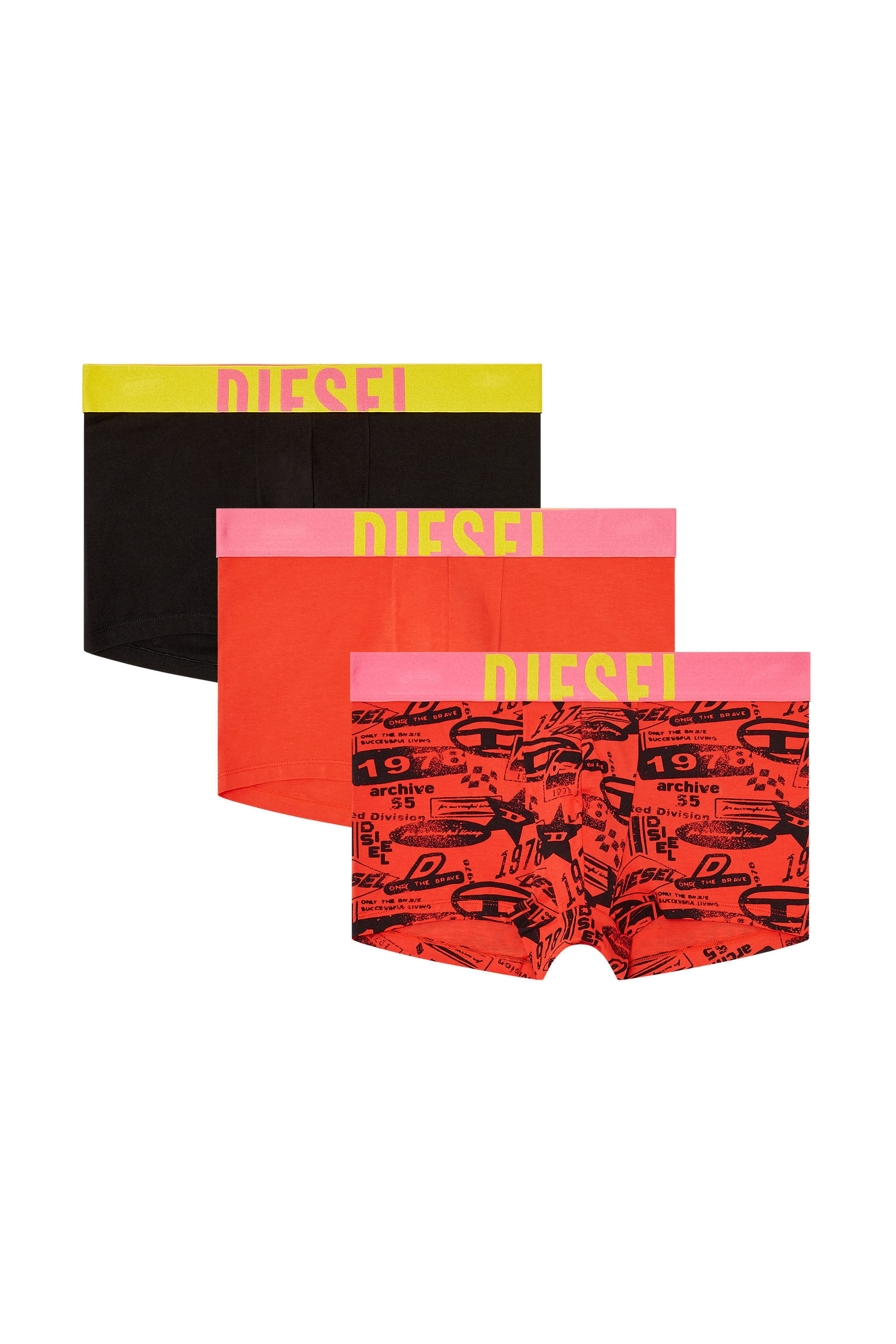 Diesel - DAMIEN-D-POP-3PACK-40, Man's 3-pack of trunks with contrast details in Orange/Black - 2