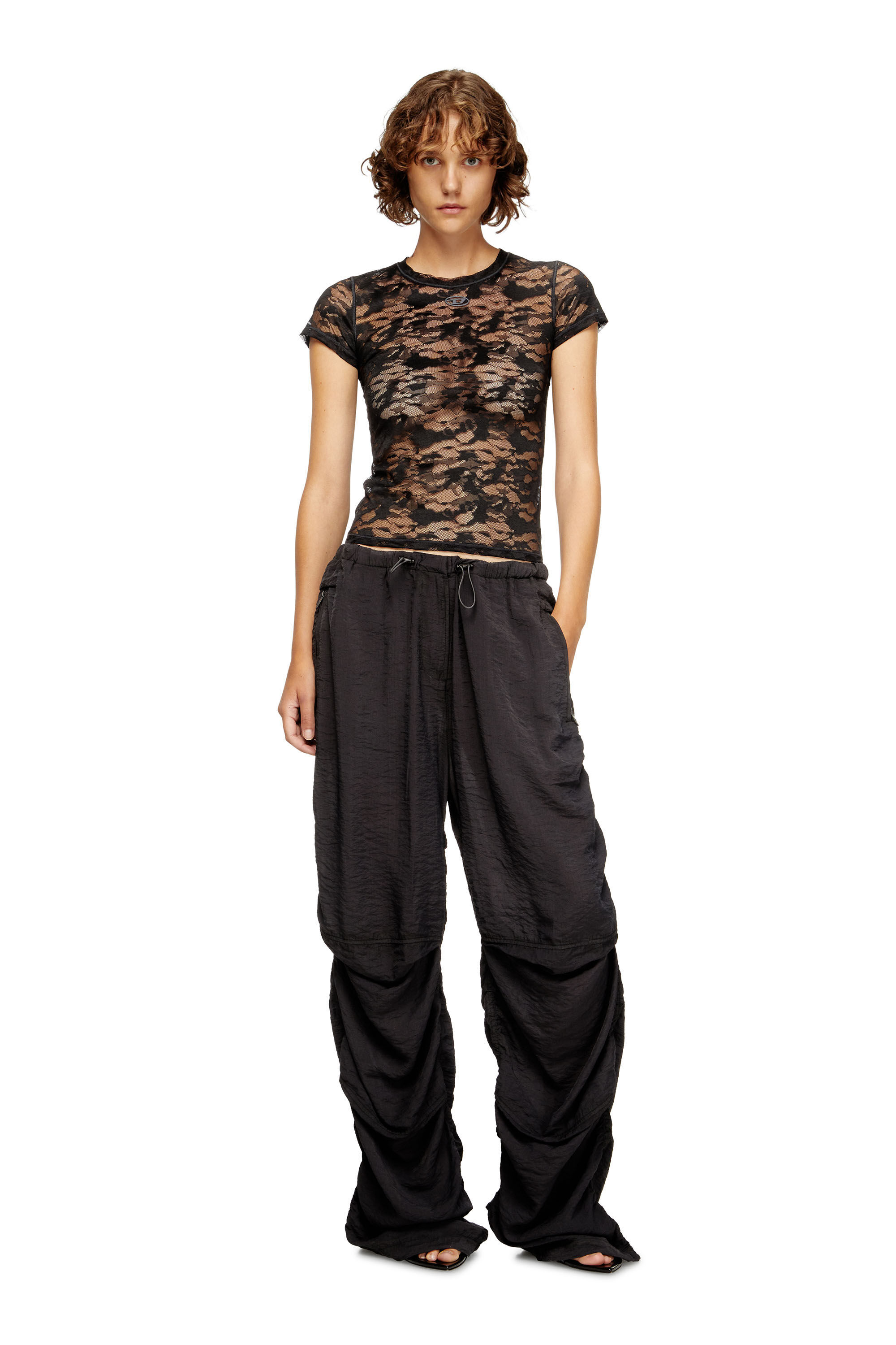 Diesel - KASIA-UTLT, Woman's Camo lace T-shirt in Black - 6