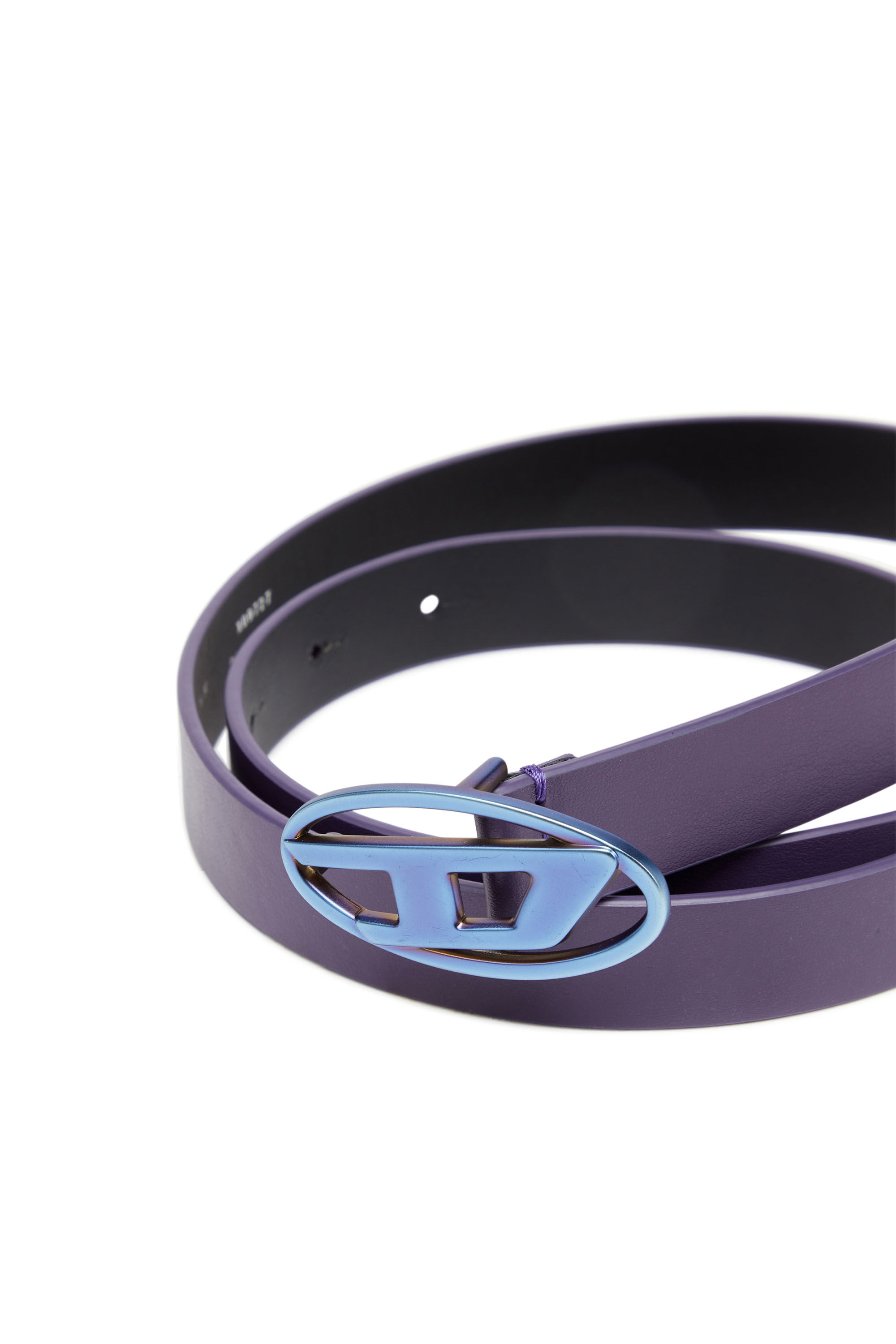 Diesel - B-1DR 20, Woman Slim leather belt with iridescent buckle in Blue - Image 3