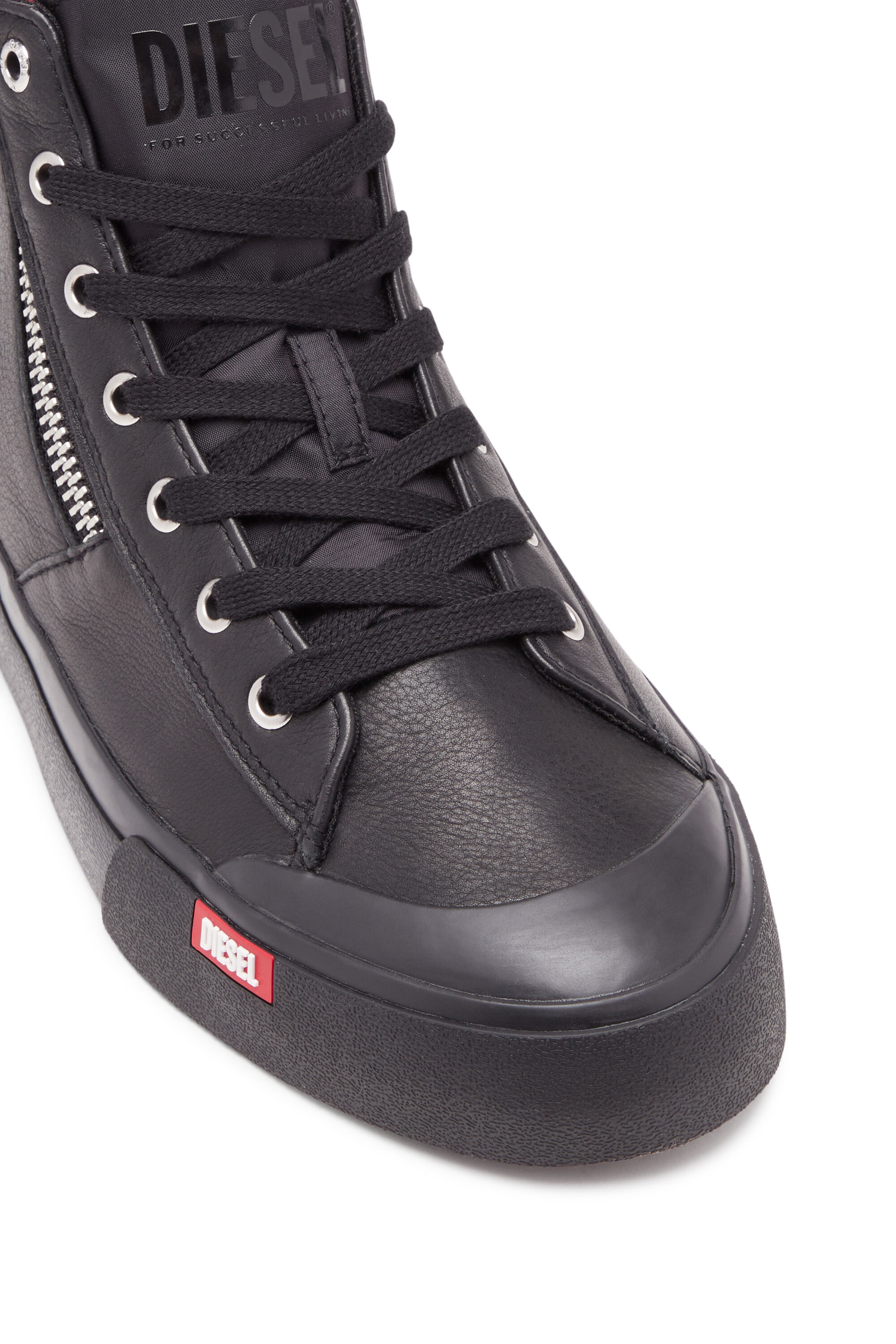 Men s S Athos Zip High top Sneakers In Premium Leather Black Diesel Men s S Athos Zip High top Sneakers In Premium Leather Black Diesel