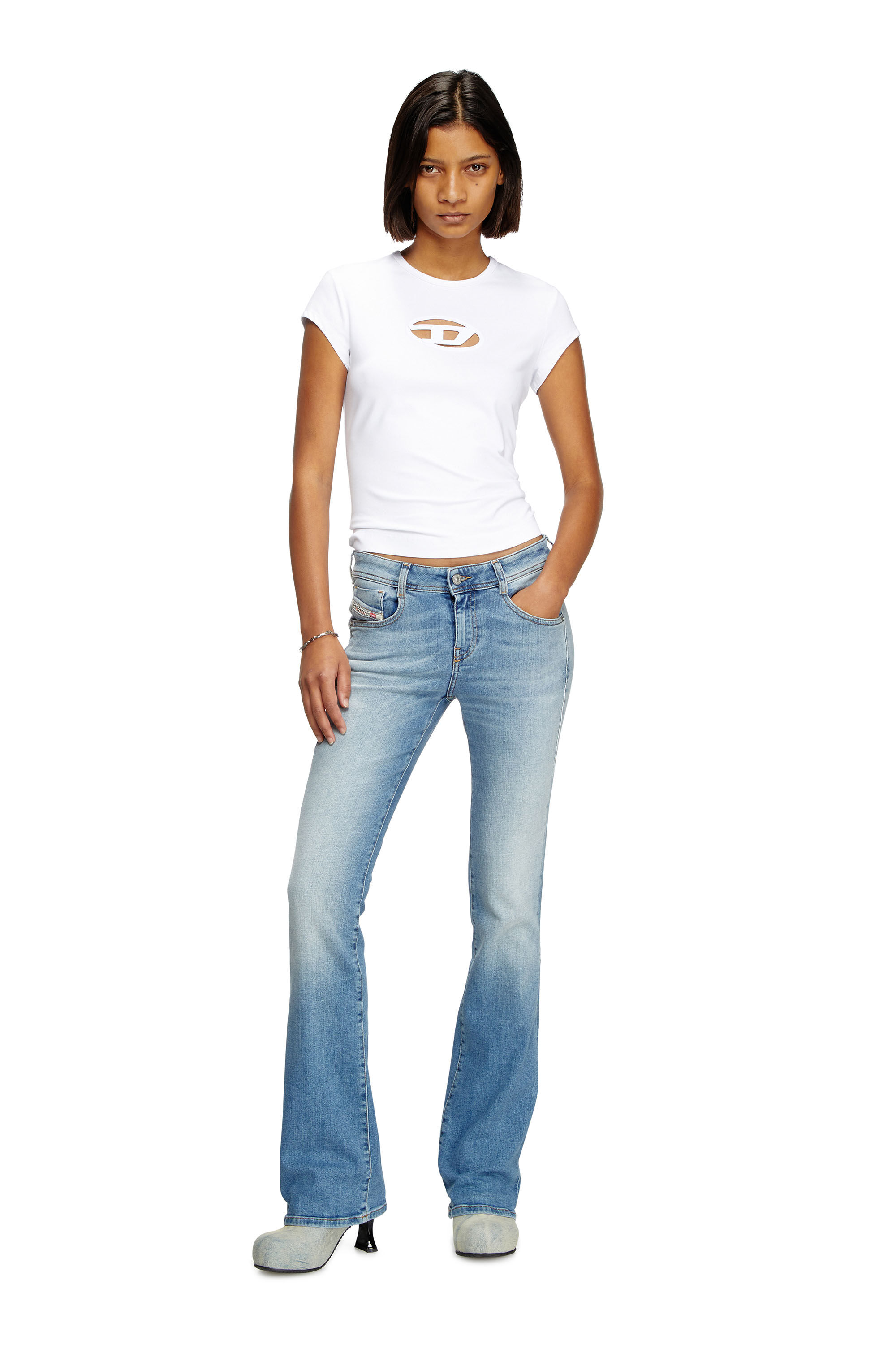 T-ANGIE Woman: Cotton T-shirt with cut-out D logo | Diesel