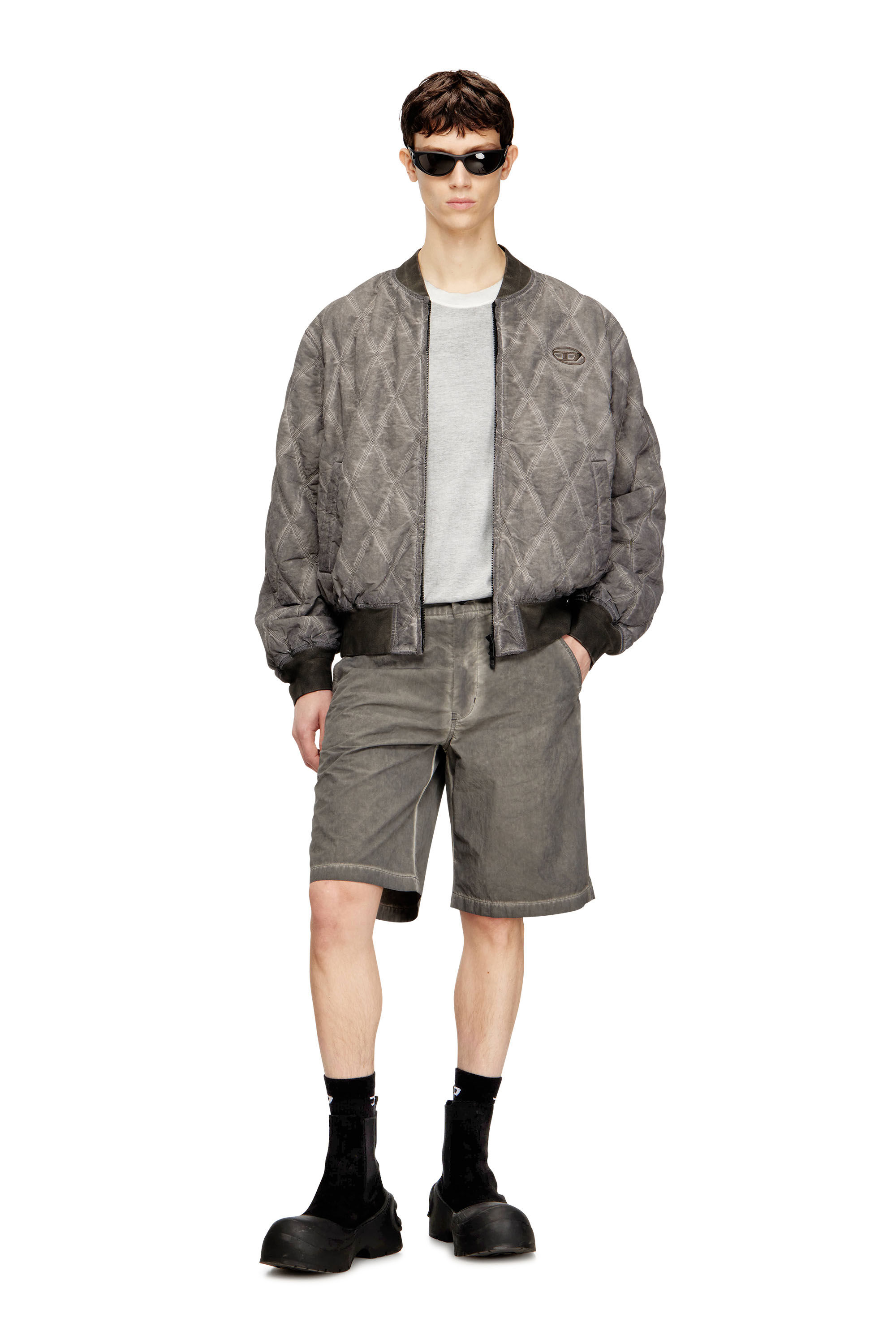 Men's Nylon-cotton shorts with pigment dye | Grey | Diesel TR