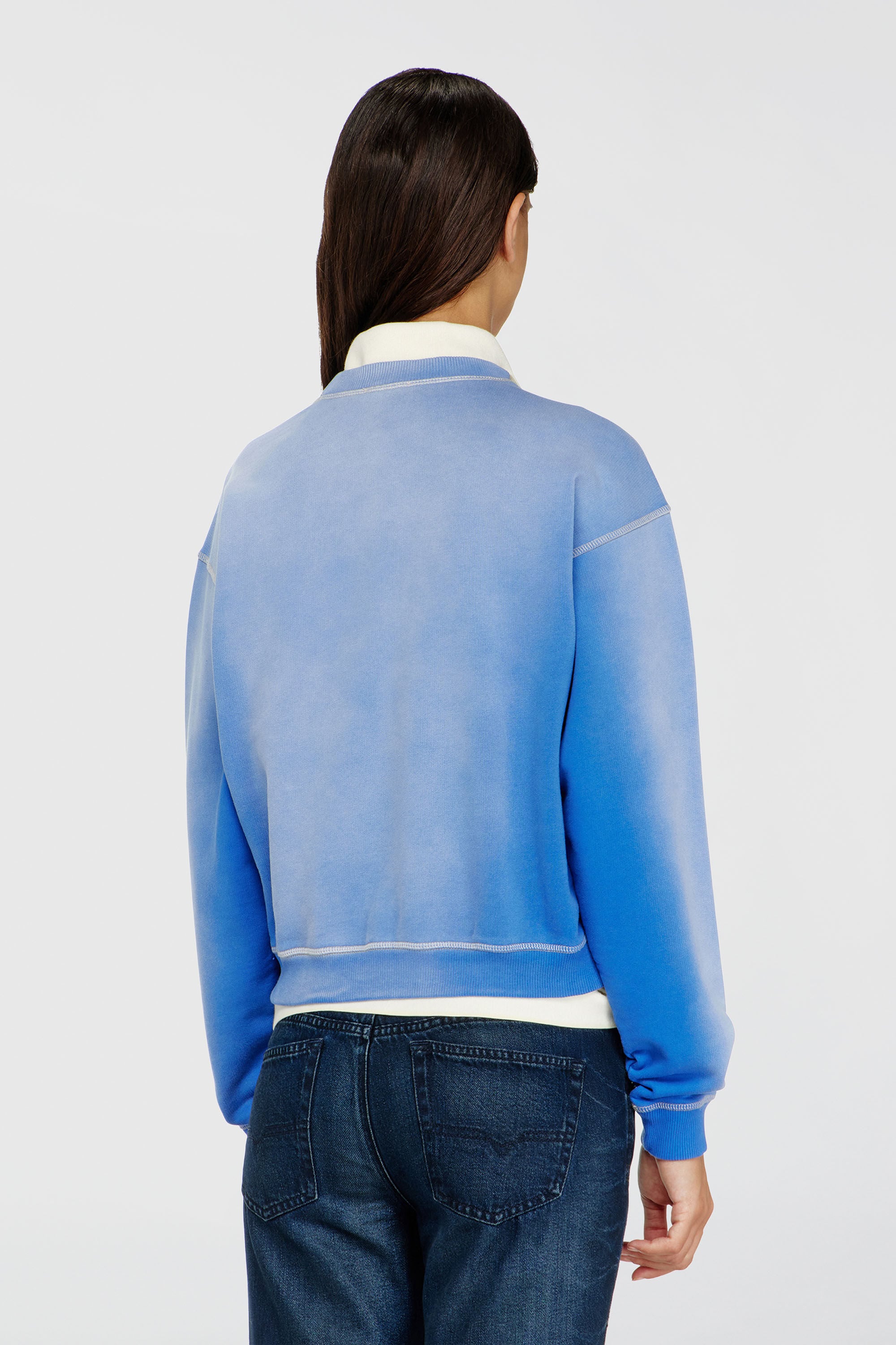 Diesel - F-CREW, Woman's Cotton sweatshirt with logo embroidery in Light Blue - 4