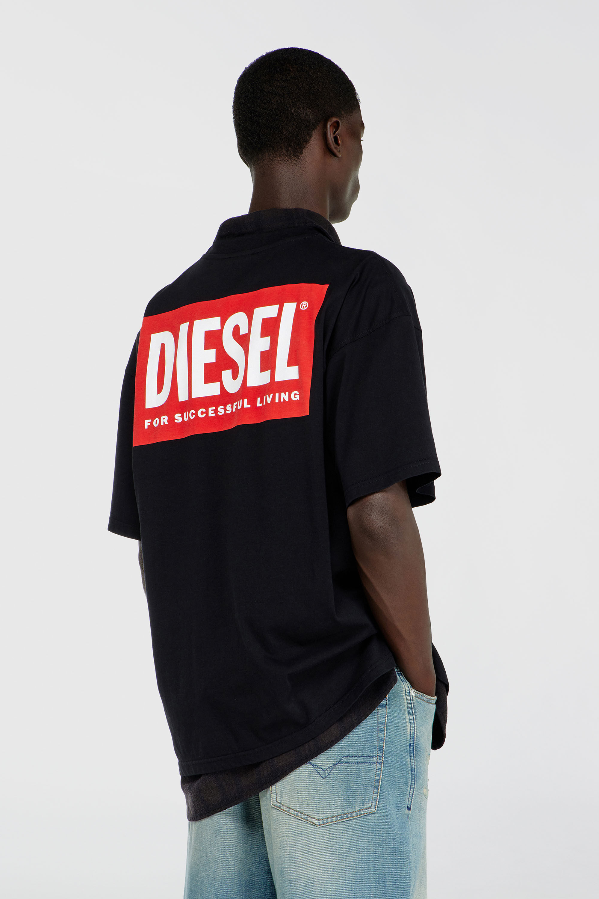 Men's Cotton T-shirt with Diesel Biscotto print | Black | Diesel TR