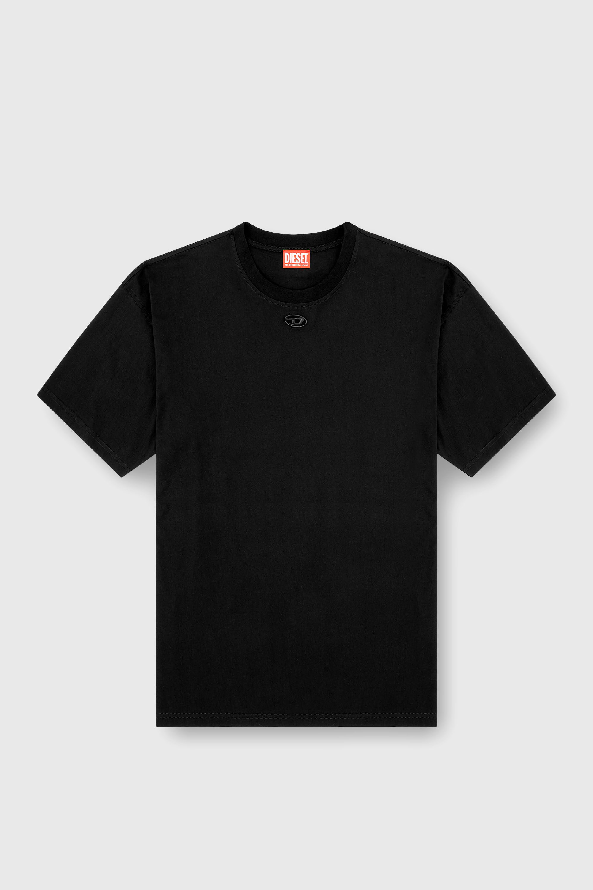 Men's Relaxed cotton T-shirt with Oval D embroidery | Black