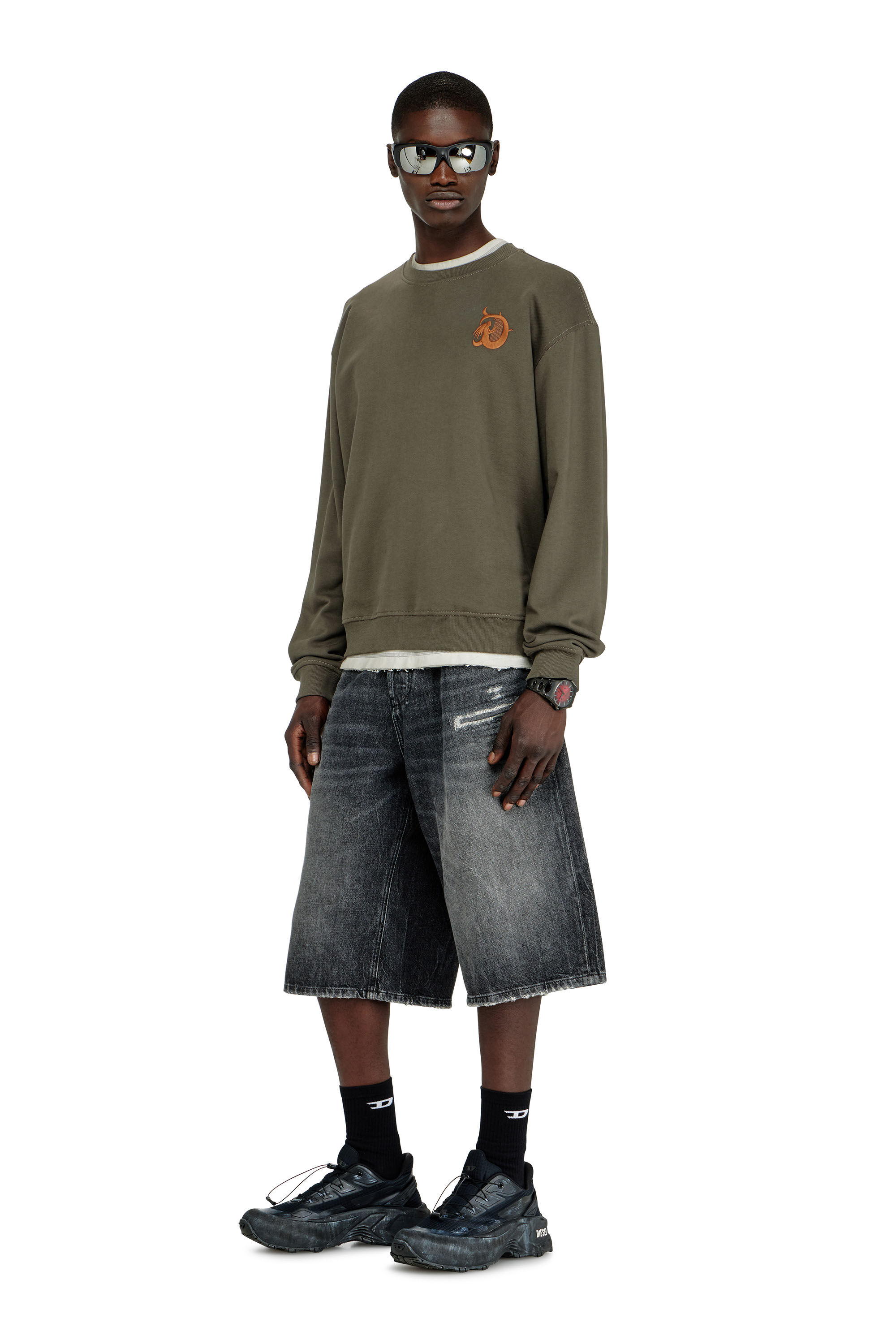 Diesel - S-NORM-AA4, Man's Sweatshirt with embroidery and flock print in null - 1