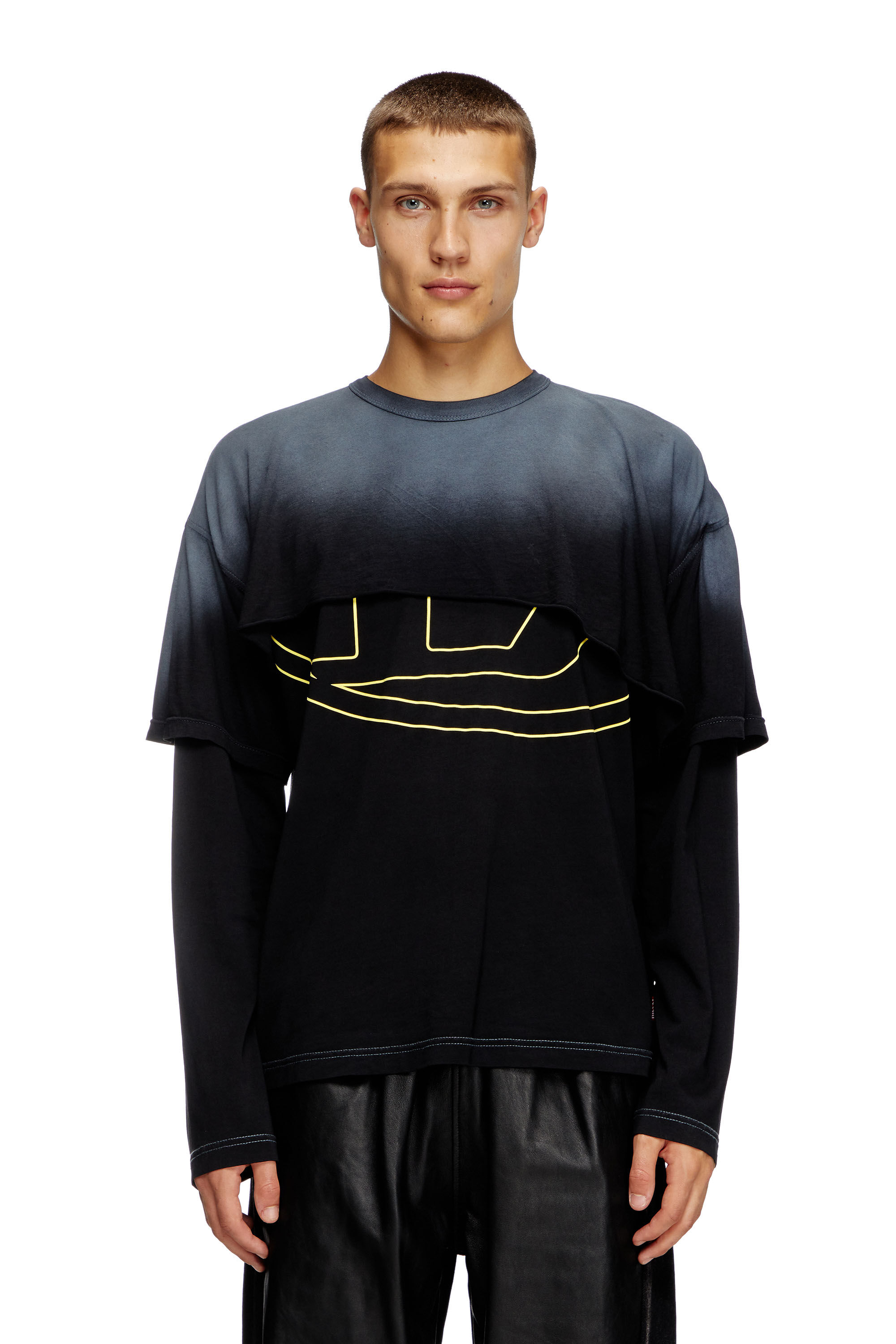Men's Destroyed layered long-sleeve T-shirt | Black | Diesel