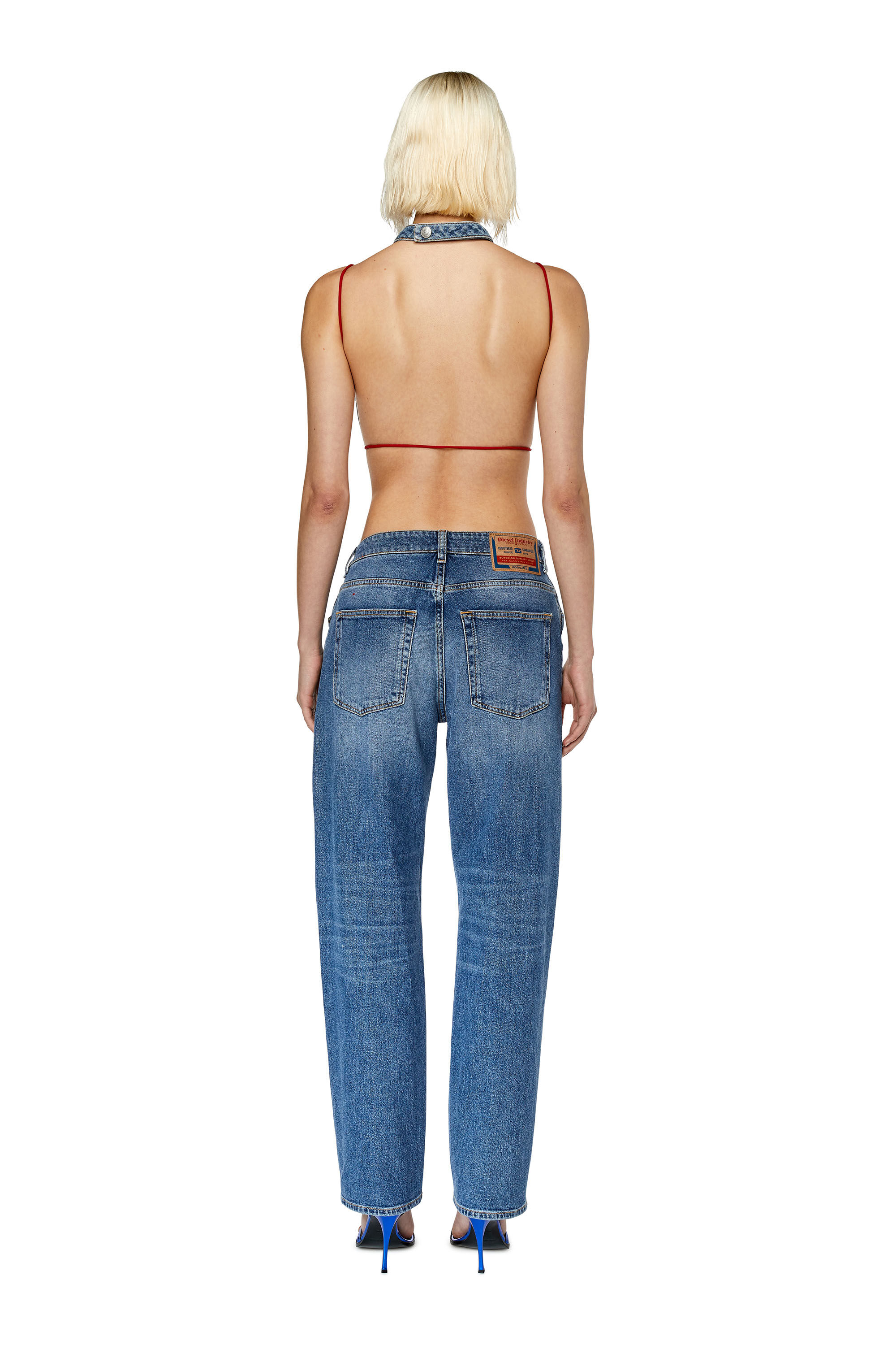 D-Ark 0LICI Woman: Straight Medium blue Jeans