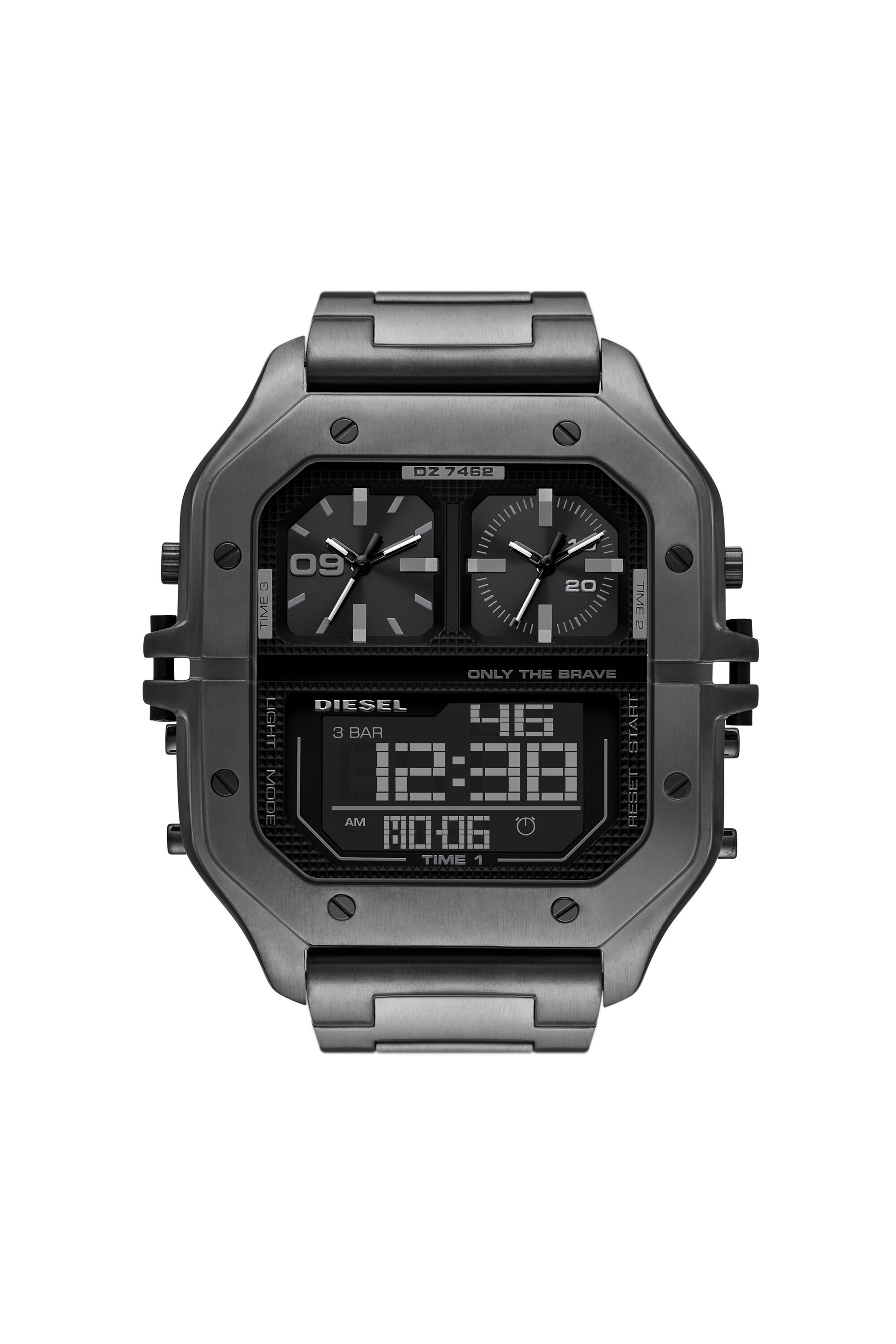 DZ7462 Man: Clasher ana-digi gunmetal stainless steel watch | Diesel