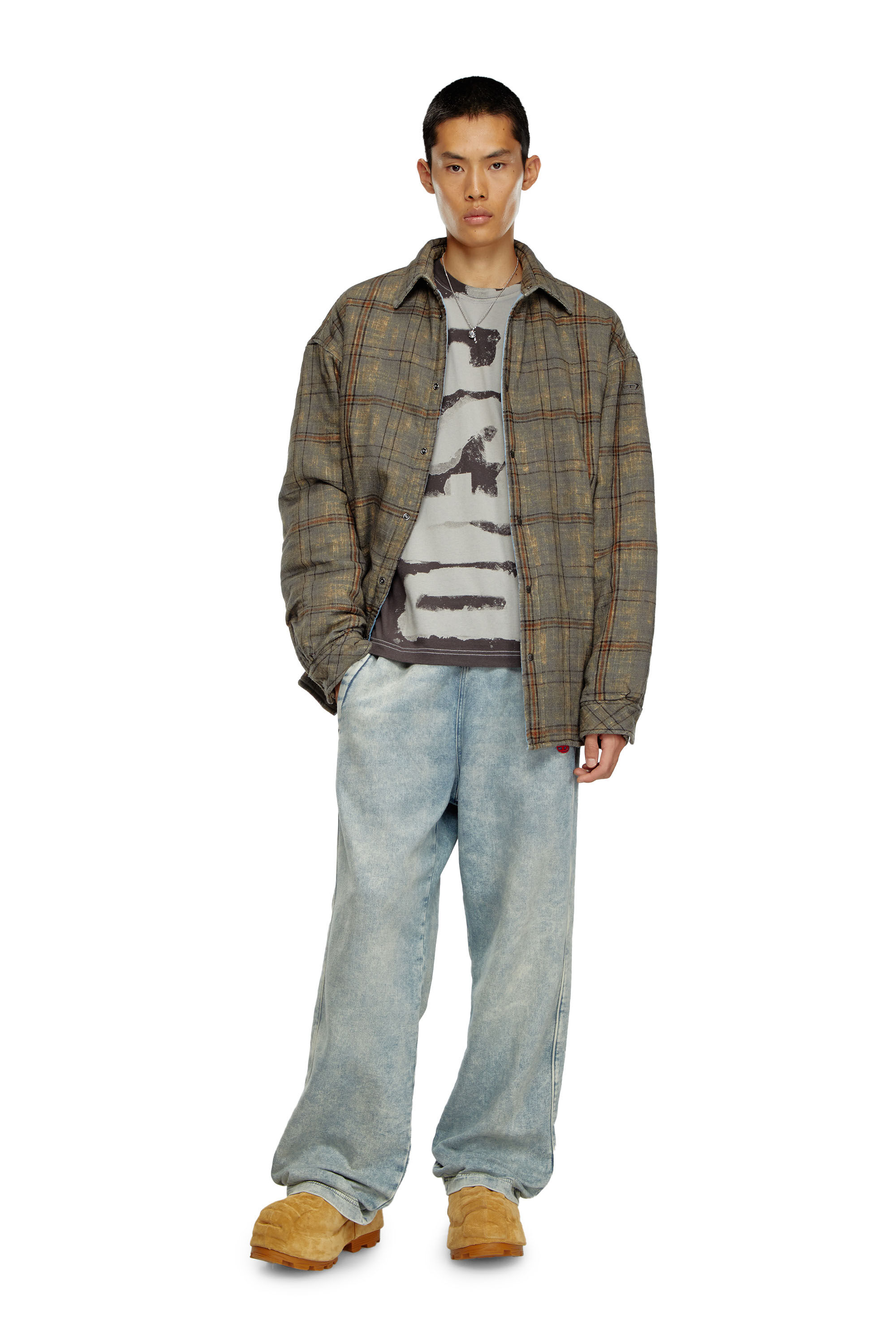 Men's T-shirt with splotched logo | Grey | Diesel TR