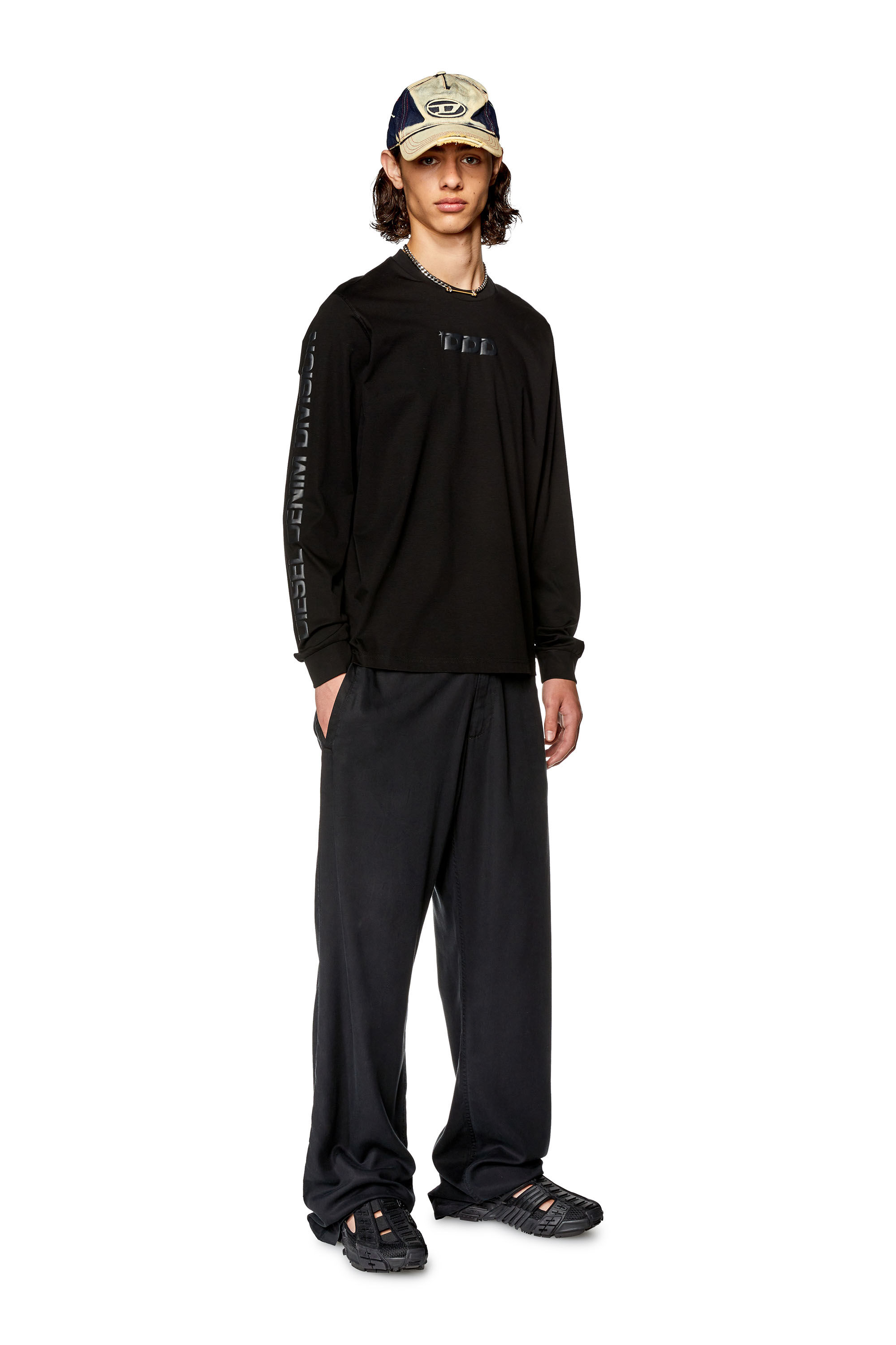 Men's T-shirt with DDD puff print | Black | Diesel TR
