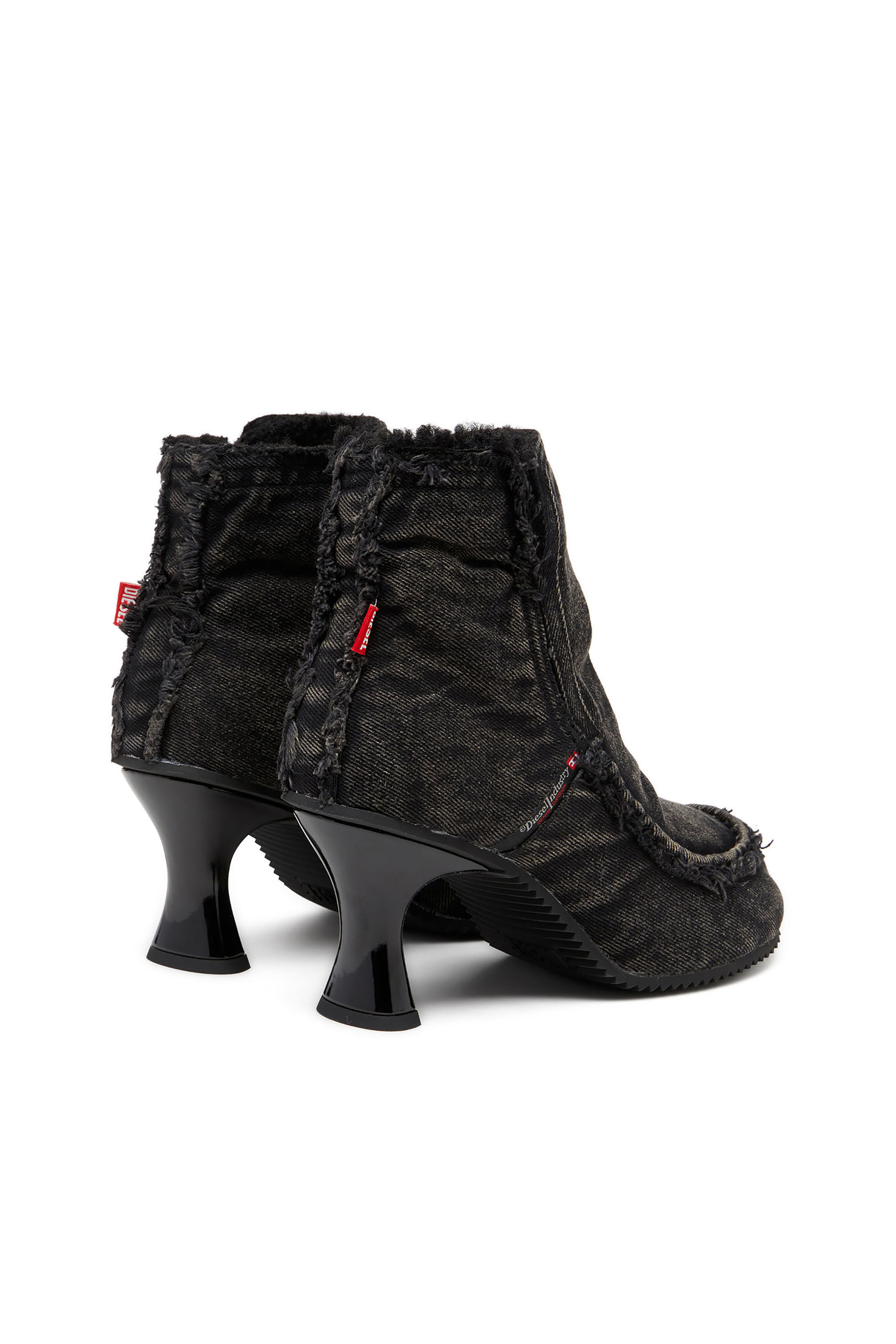 Diesel - D-WOODSTOCK HEEL AB, Woman's D-Woodstock - Denim boots with heel in Black - 3
