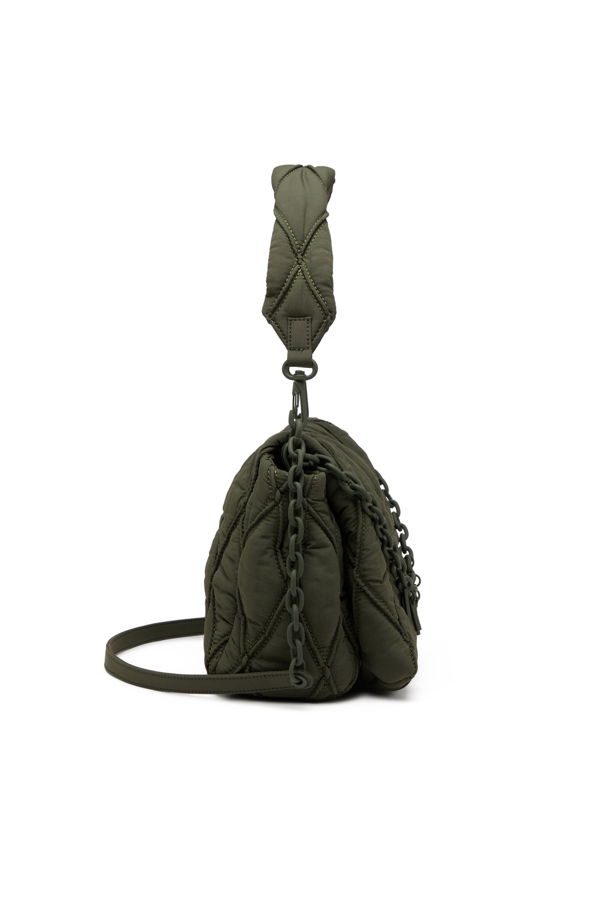 Women's Charm-D-Shoulder bag in quilted nylon | Green | Diesel