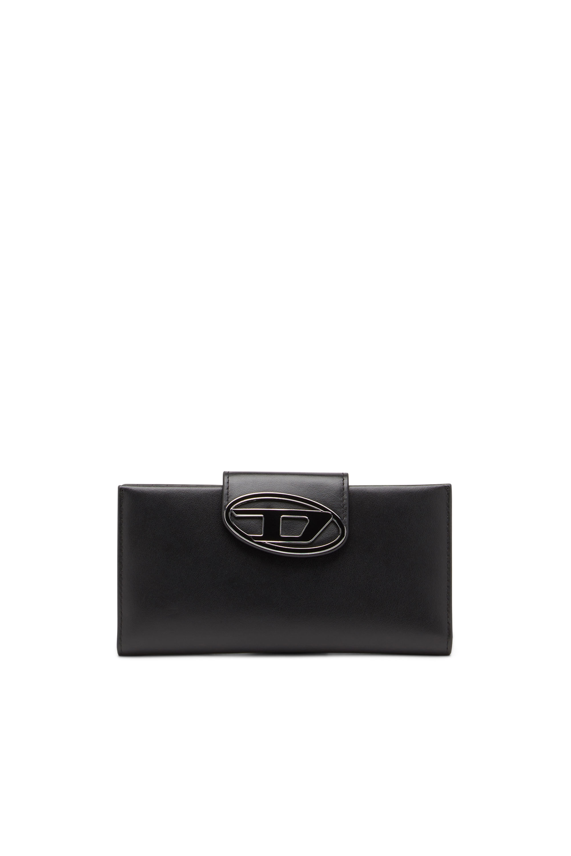 JULIE Woman: Leather continental wallet with logo plaque