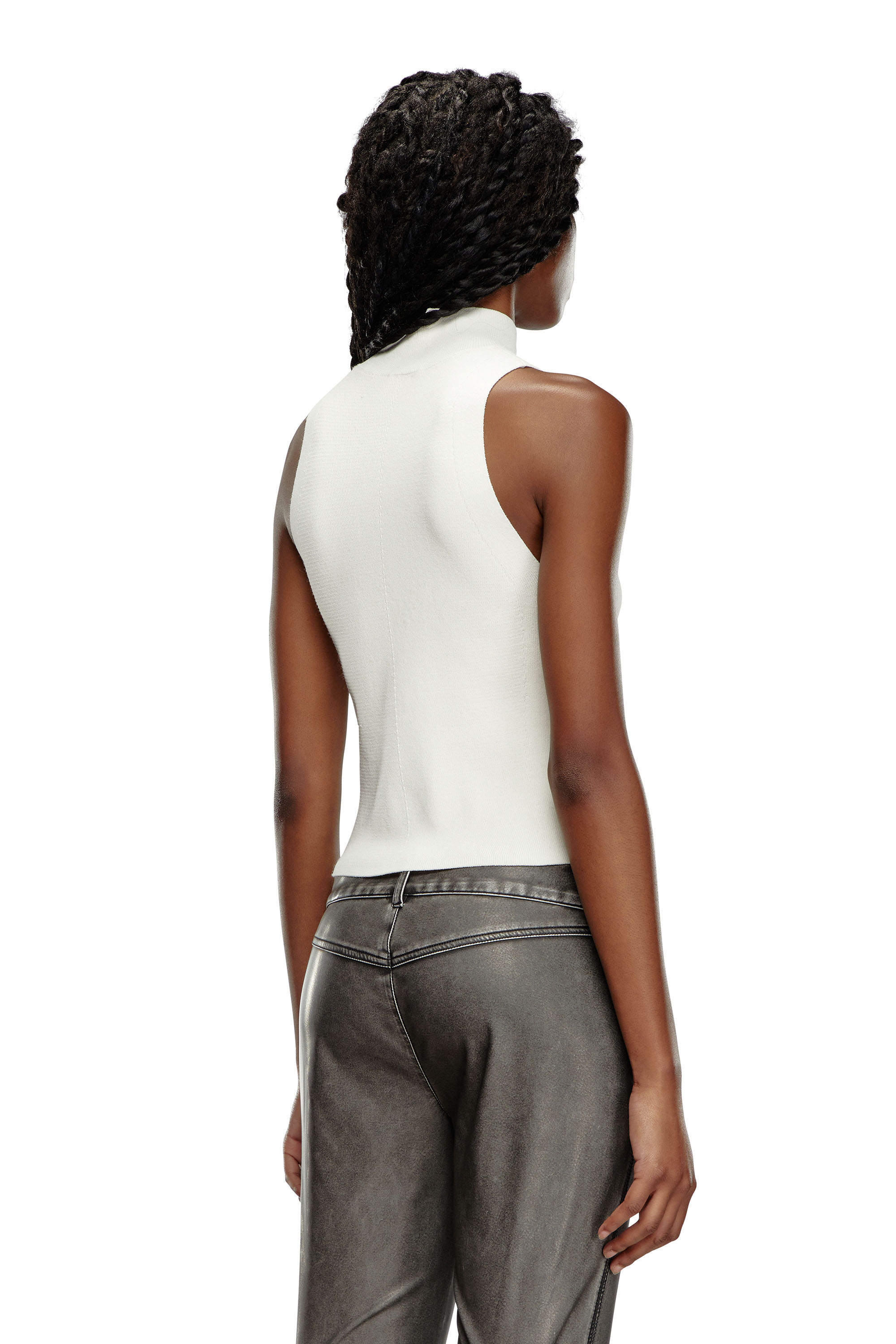 Women's Ribbed-knit turtleneck top | White | Diesel