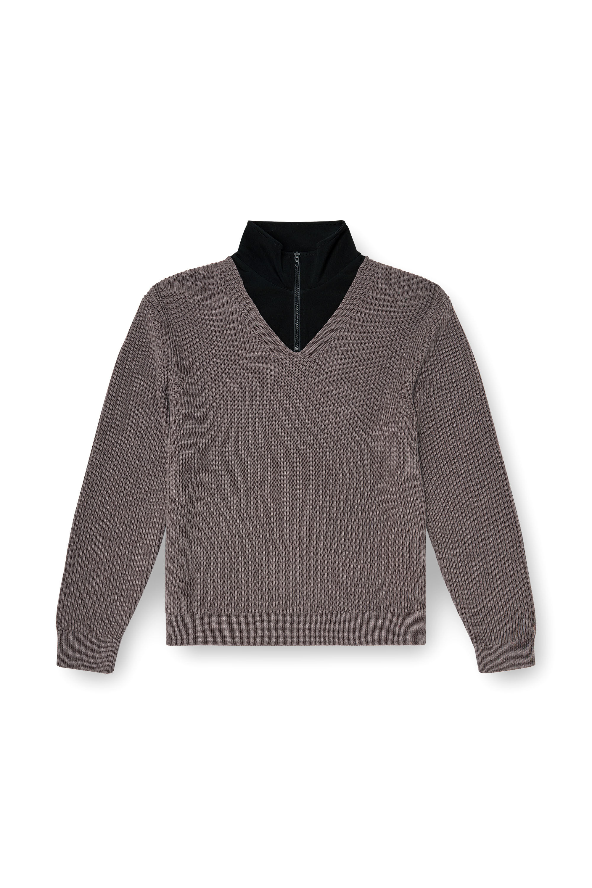Diesel - K-MAMU, Man's Half-zip sweater with layered neckline in null - 2