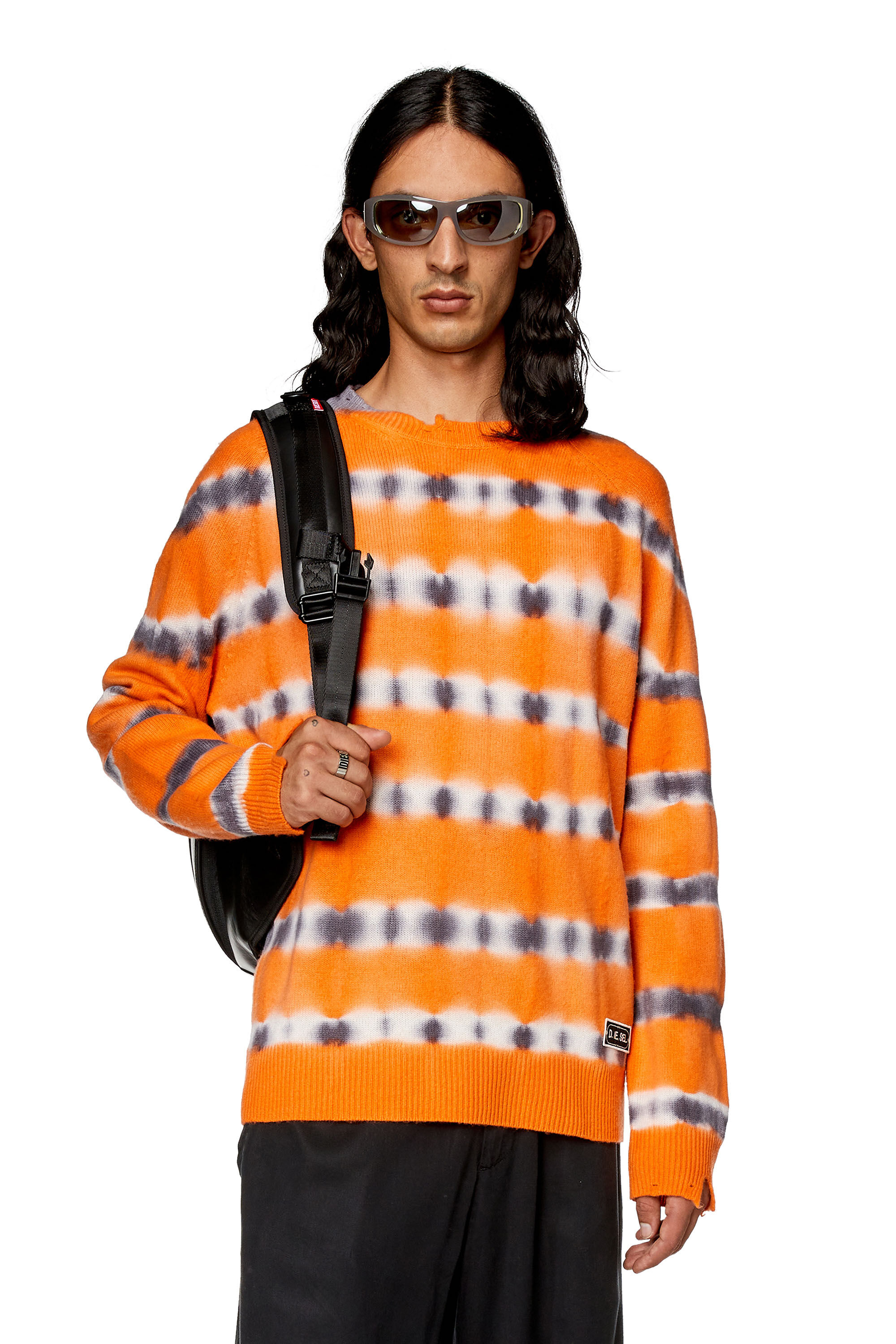 Diesel - K-RO, Man's Sweater in tie-dye wool jersey in Orange - 3