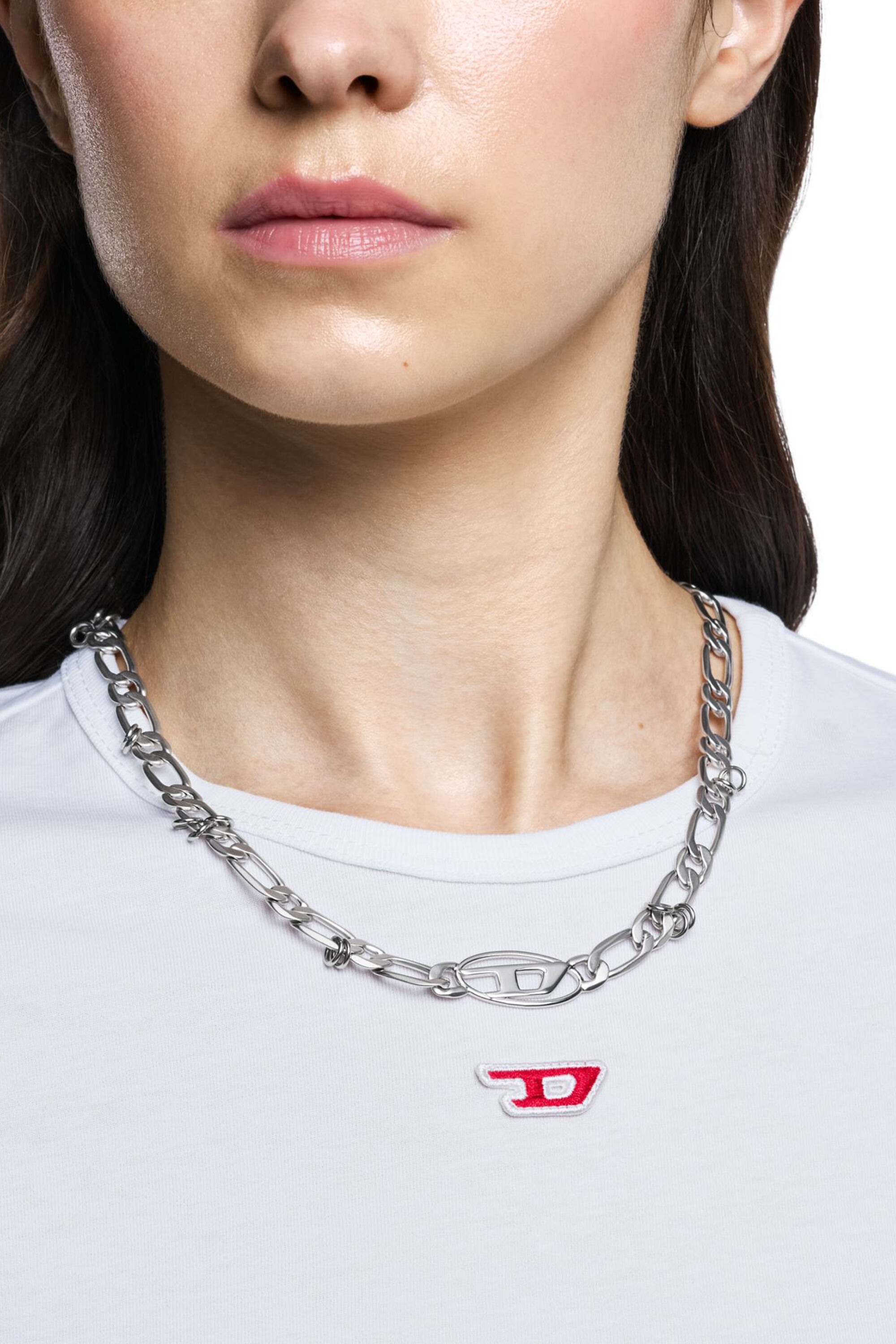 Women's Stainless Steel and Brass Chain Necklace | Silver