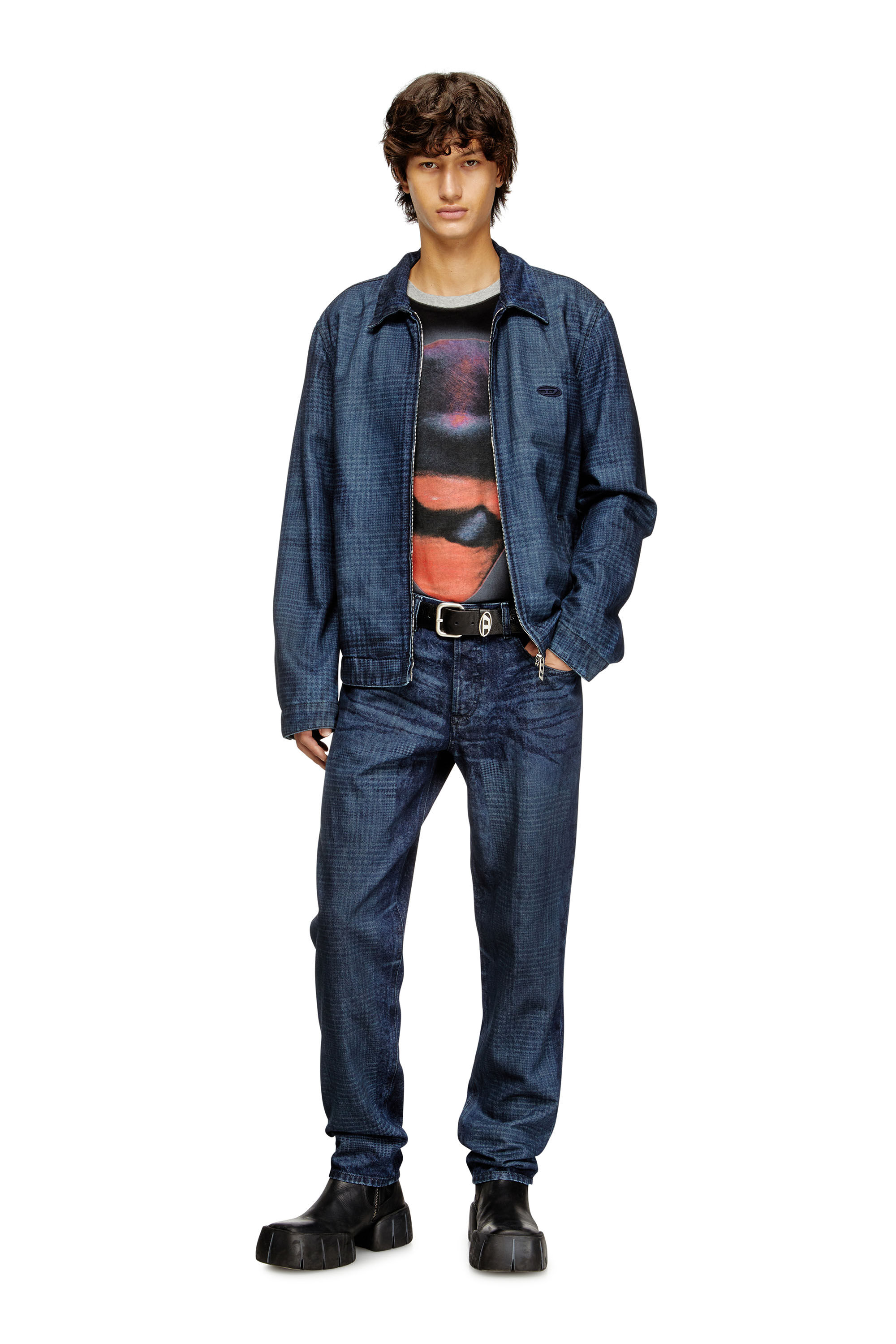 DIESEL D-RODNEY-NEデニムジャケット XL Men's Jacket in Prince of Wales denim | Blue | Diesel TR