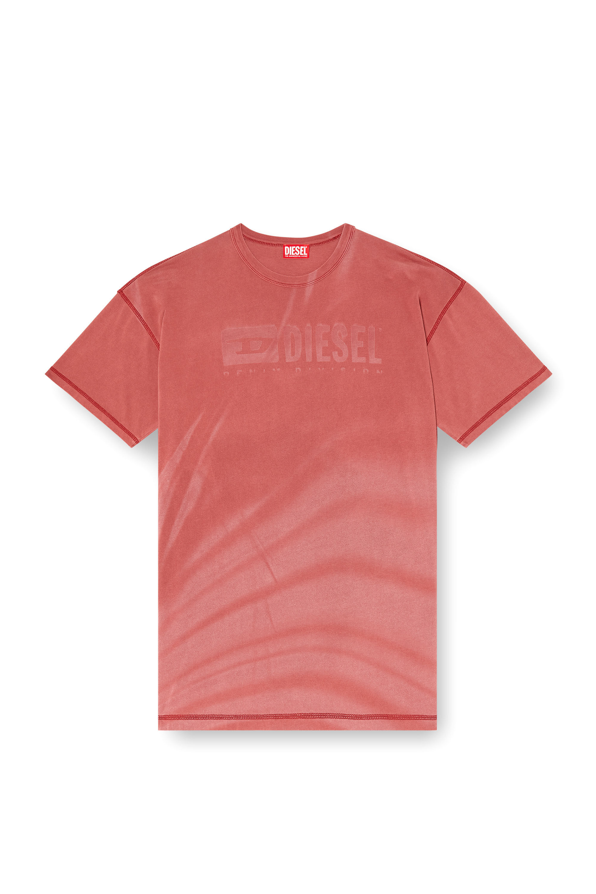 Diesel - T-ADJUST-R13, Man's Laser-faded logo T-shirt in Red - 2