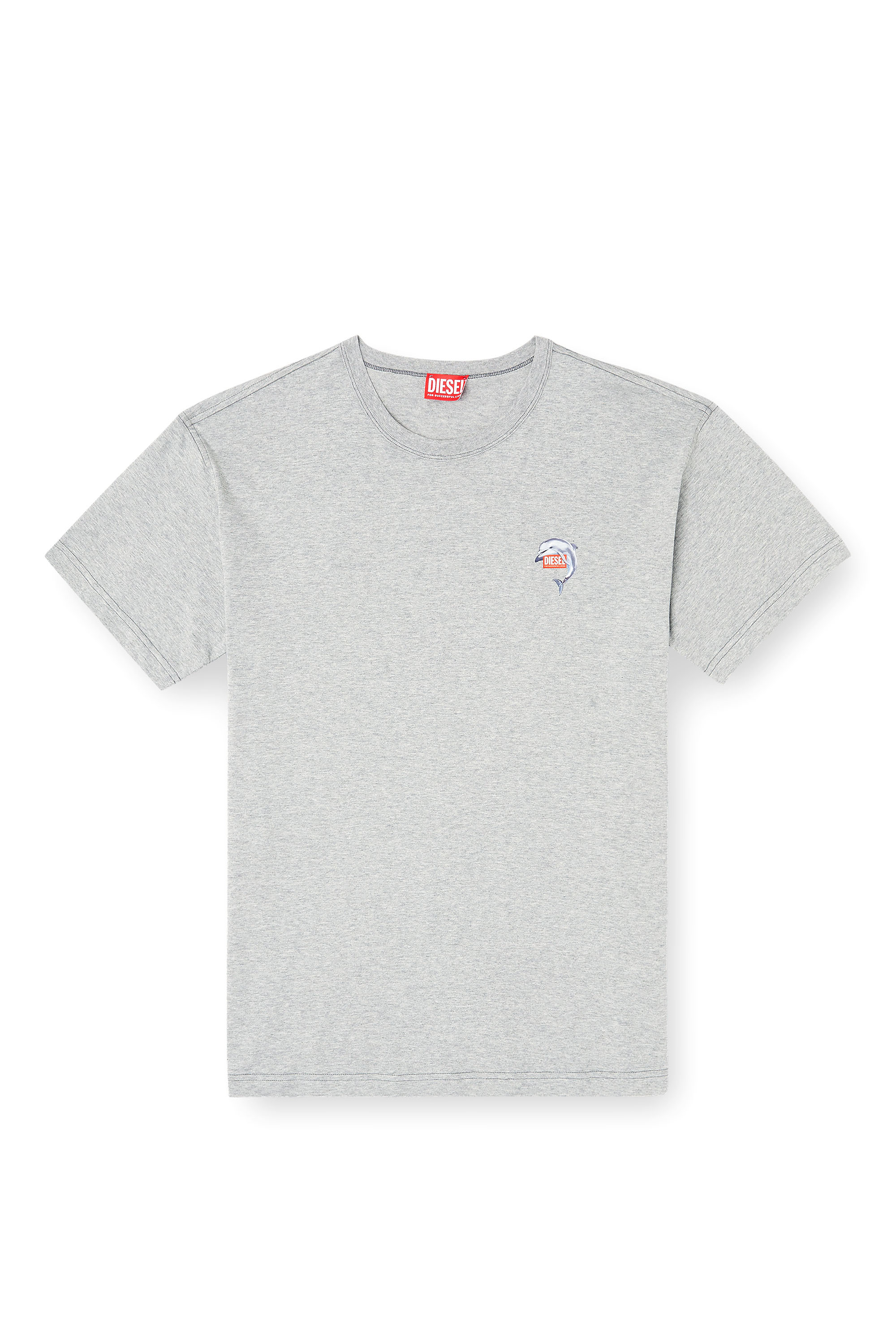 Diesel - T-NORM-DOLPHIN, Man's T-shirt with dolphin and logo print in Grey - 3