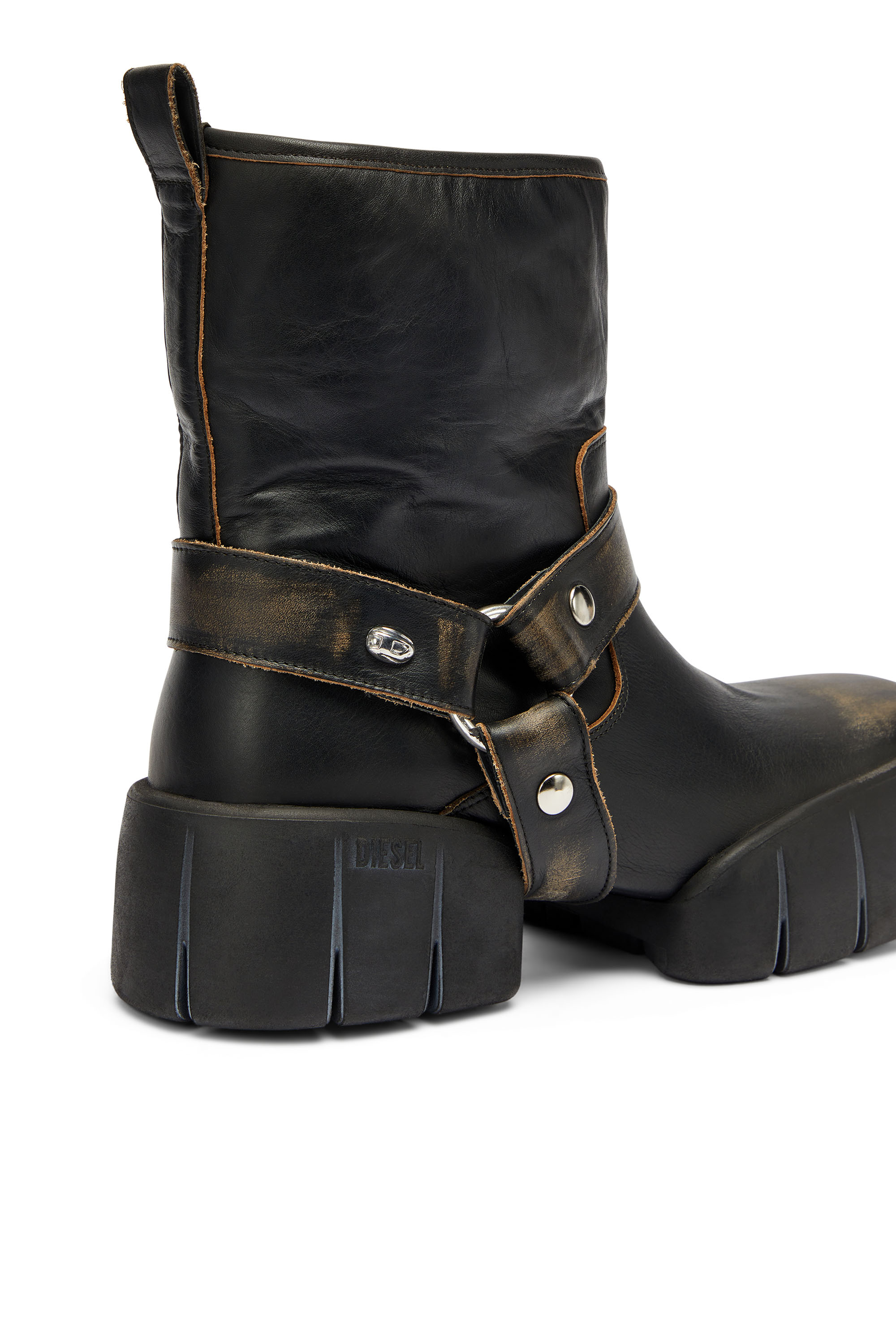 Diesel - D-TEX TU, Man's D-Tex - Biker boots in distressed leather in null - 4