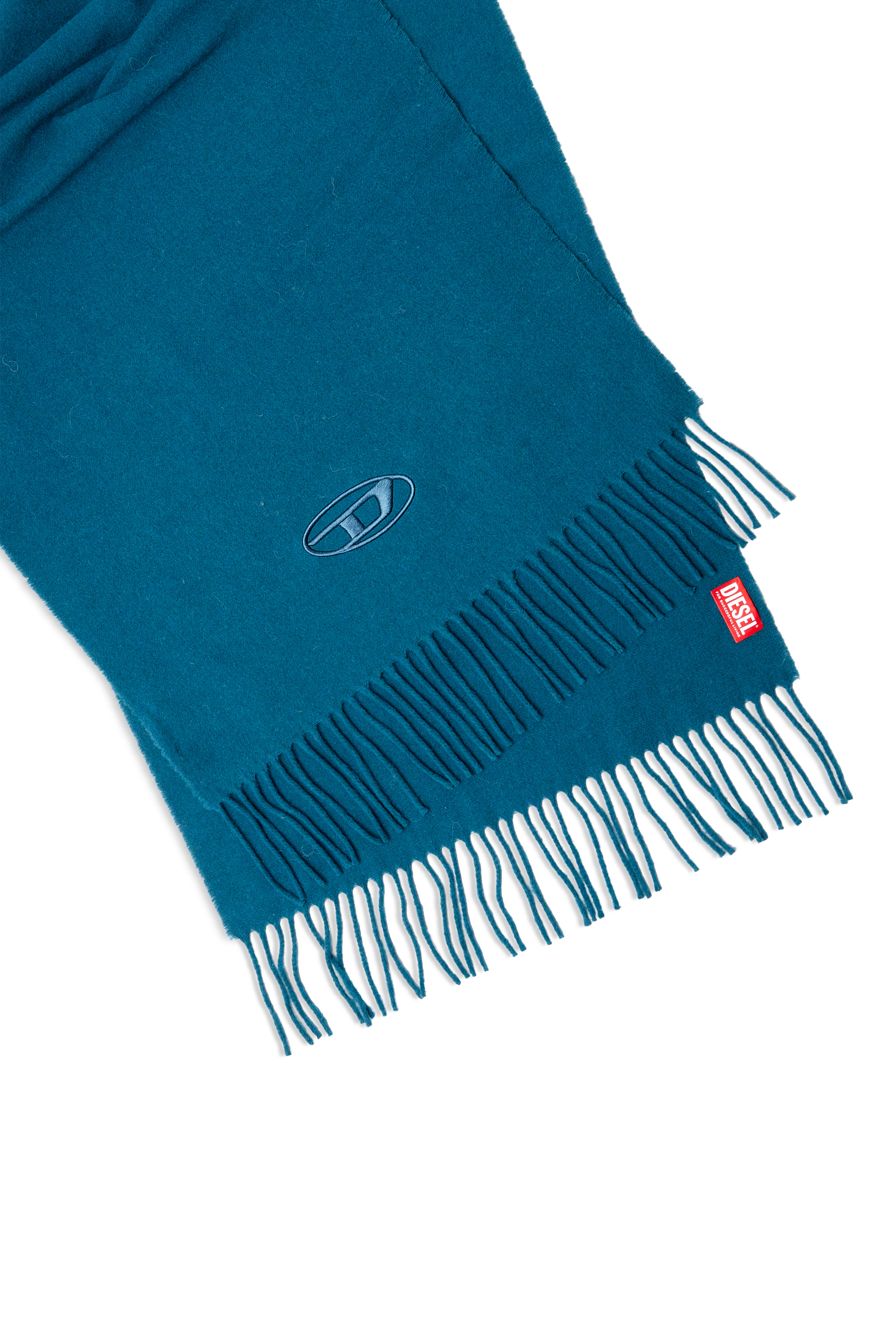Diesel - S-IMON-D-LONG, Man's Wool-blend scarf with fringed edges in Blue - 3