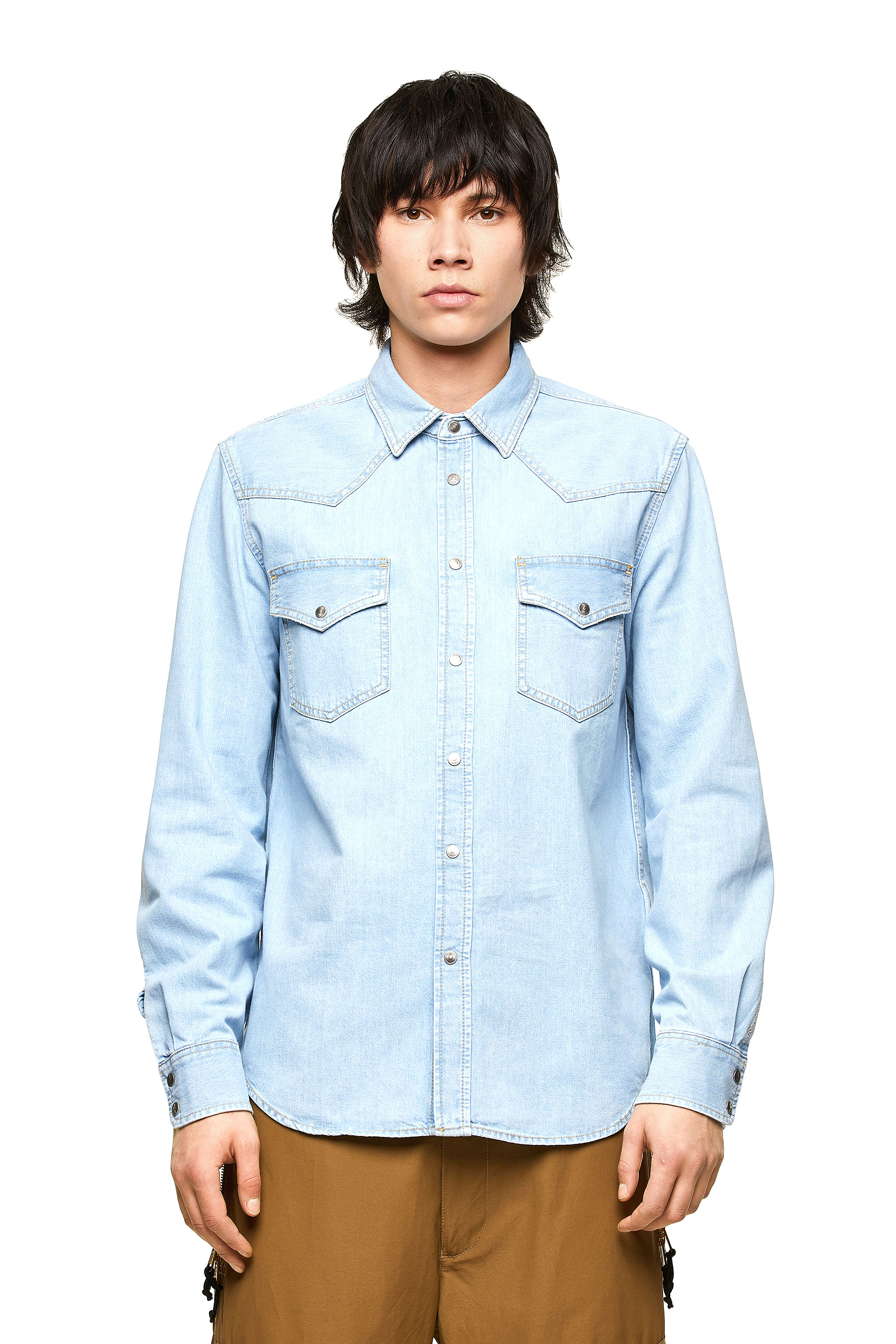 D-EAST-P1, Light Blue Diesel - D-EAST-P1, Light Blue - Denim Shirts - Image 1