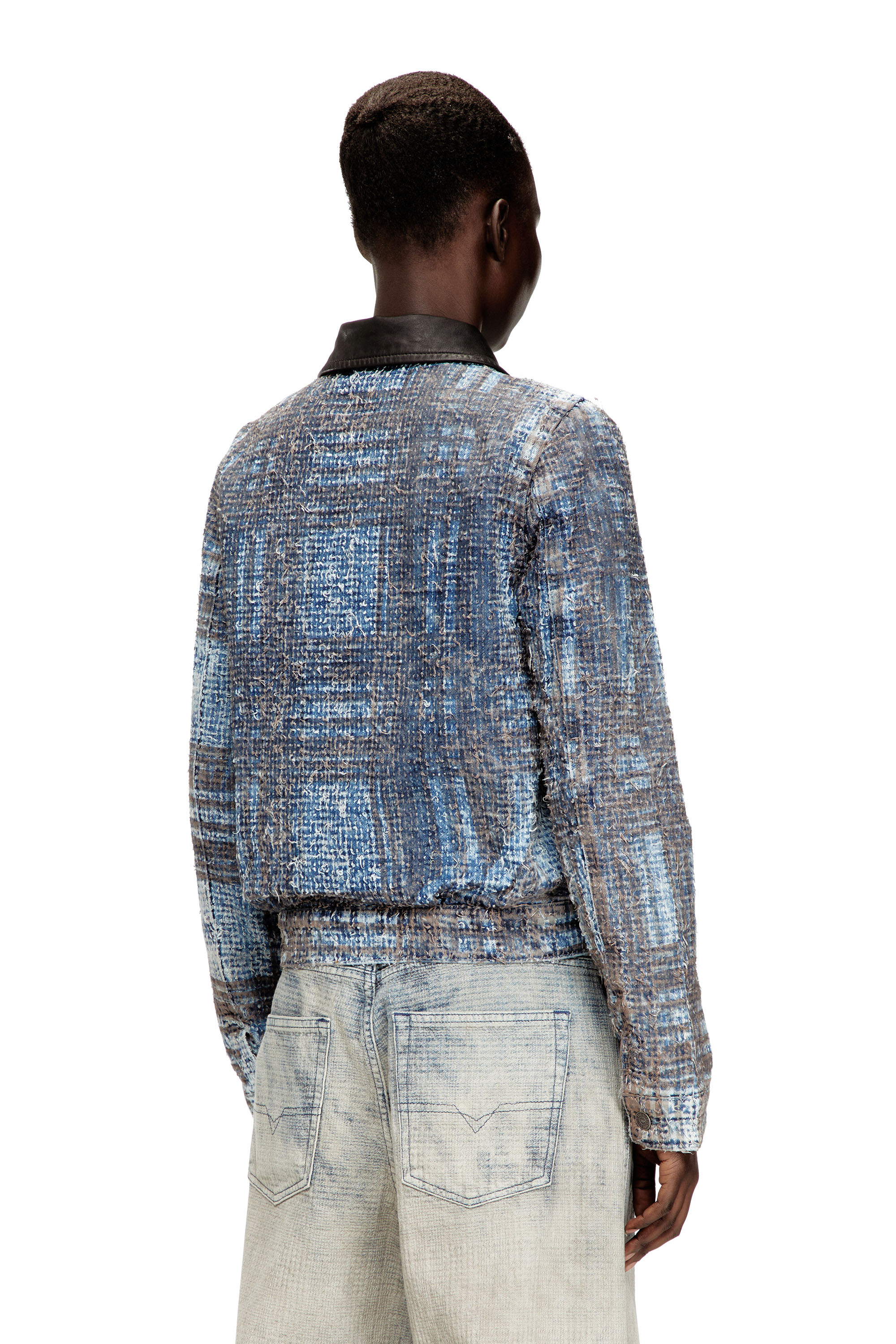 Diesel - DE-ATELI-S, Woman's Cropped jacket in graphic bouclé denim in Blue - 4