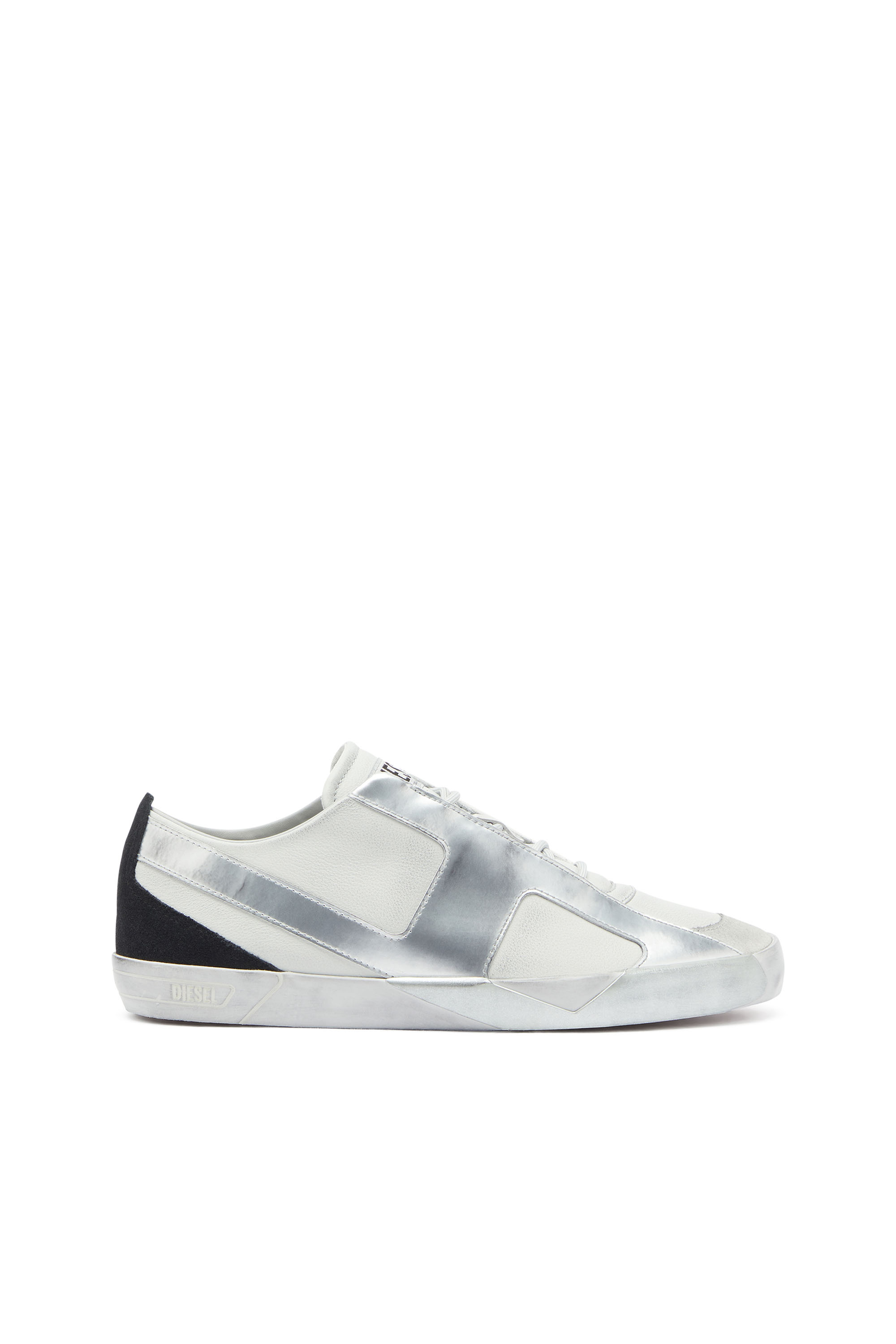 Diesel - S-SLANTE-D LOW, Man's S-Slante-D - Distressed sneakers in leather and suede in White/Silver - 1