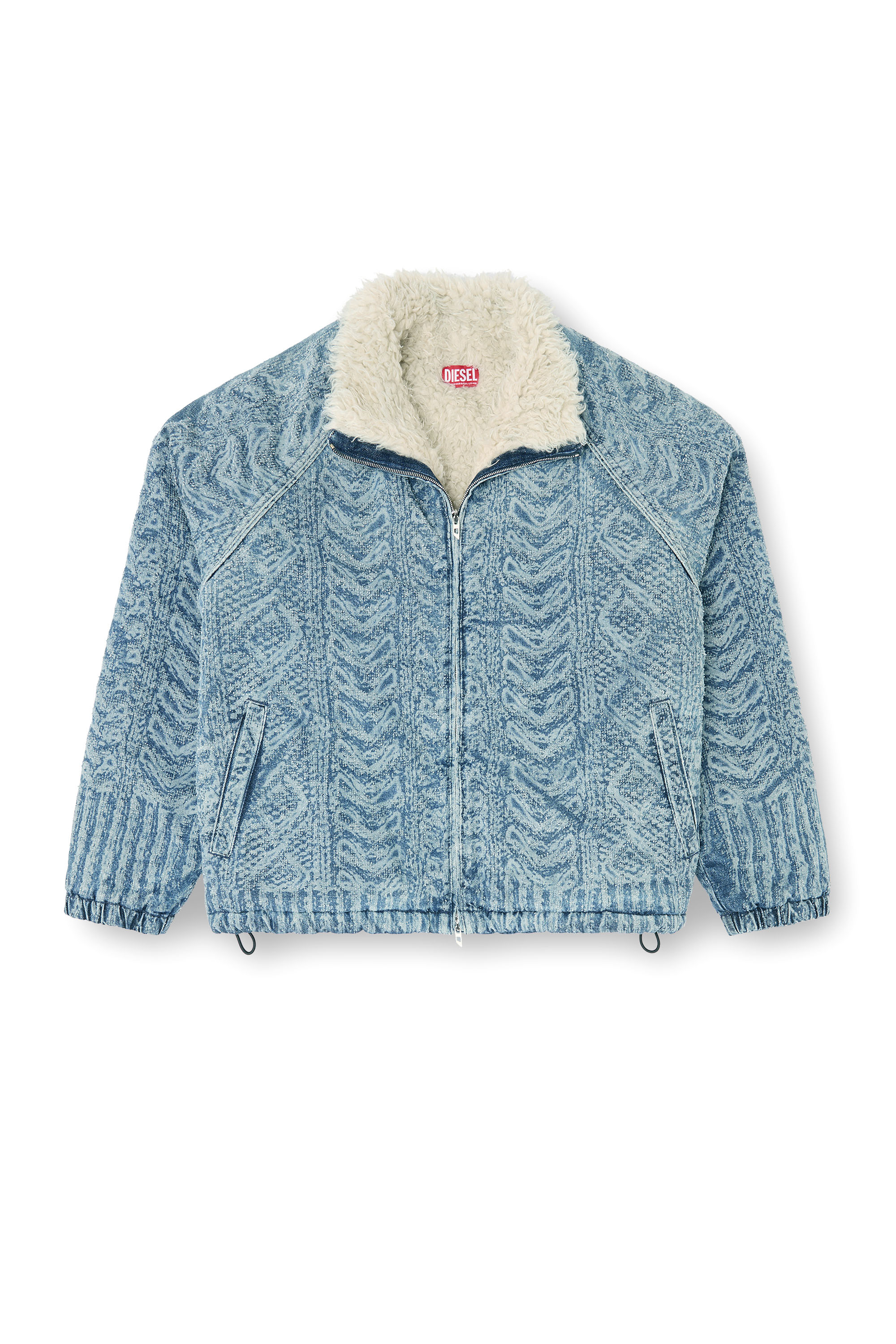 Diesel - D-KRAPS-S, Man's Jacket in cable-knit-effect denim in Dark Blue - 3