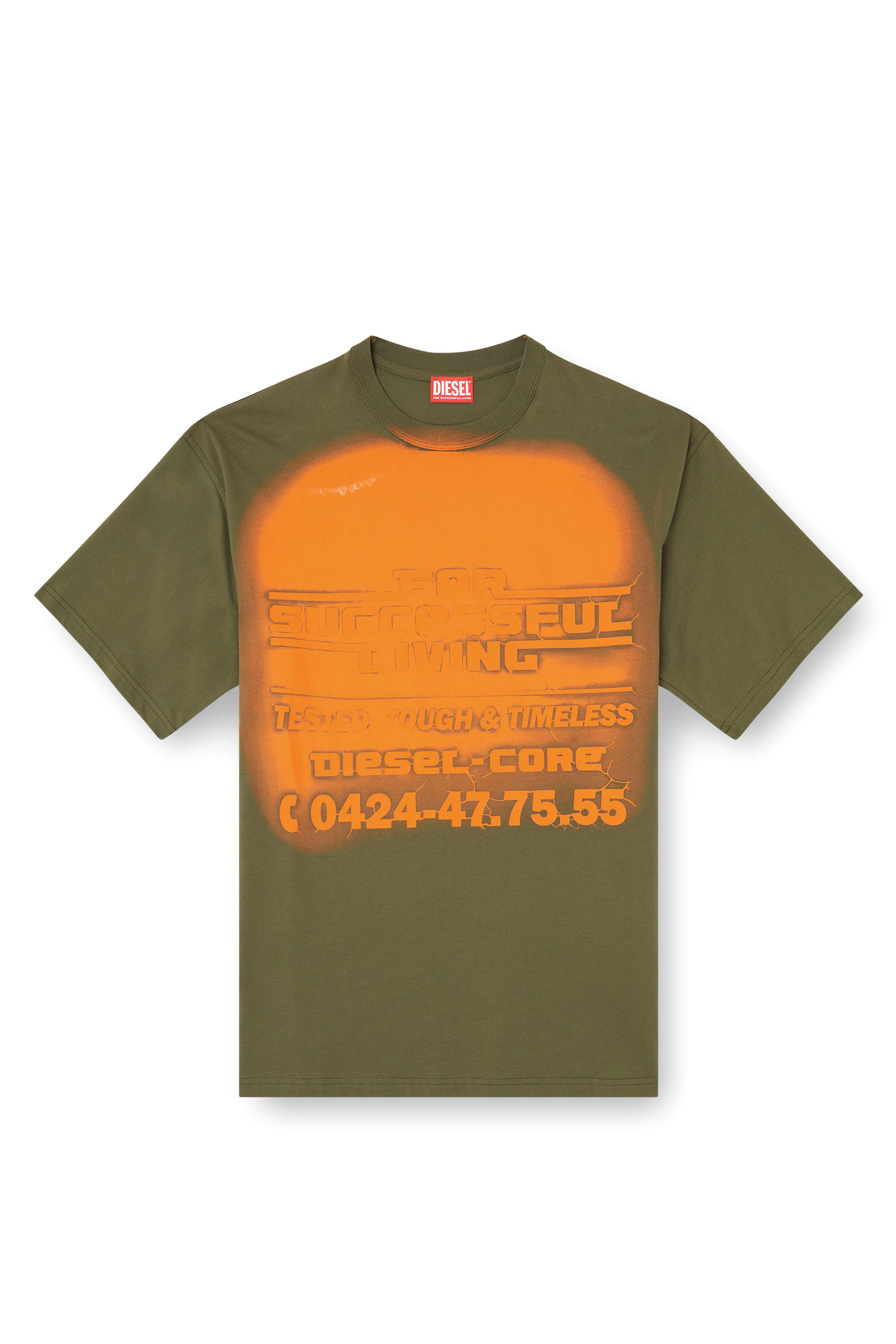 Diesel - T-BOXT-R15, Man's T-shirt with blowout logo graphic in Military Green - 2