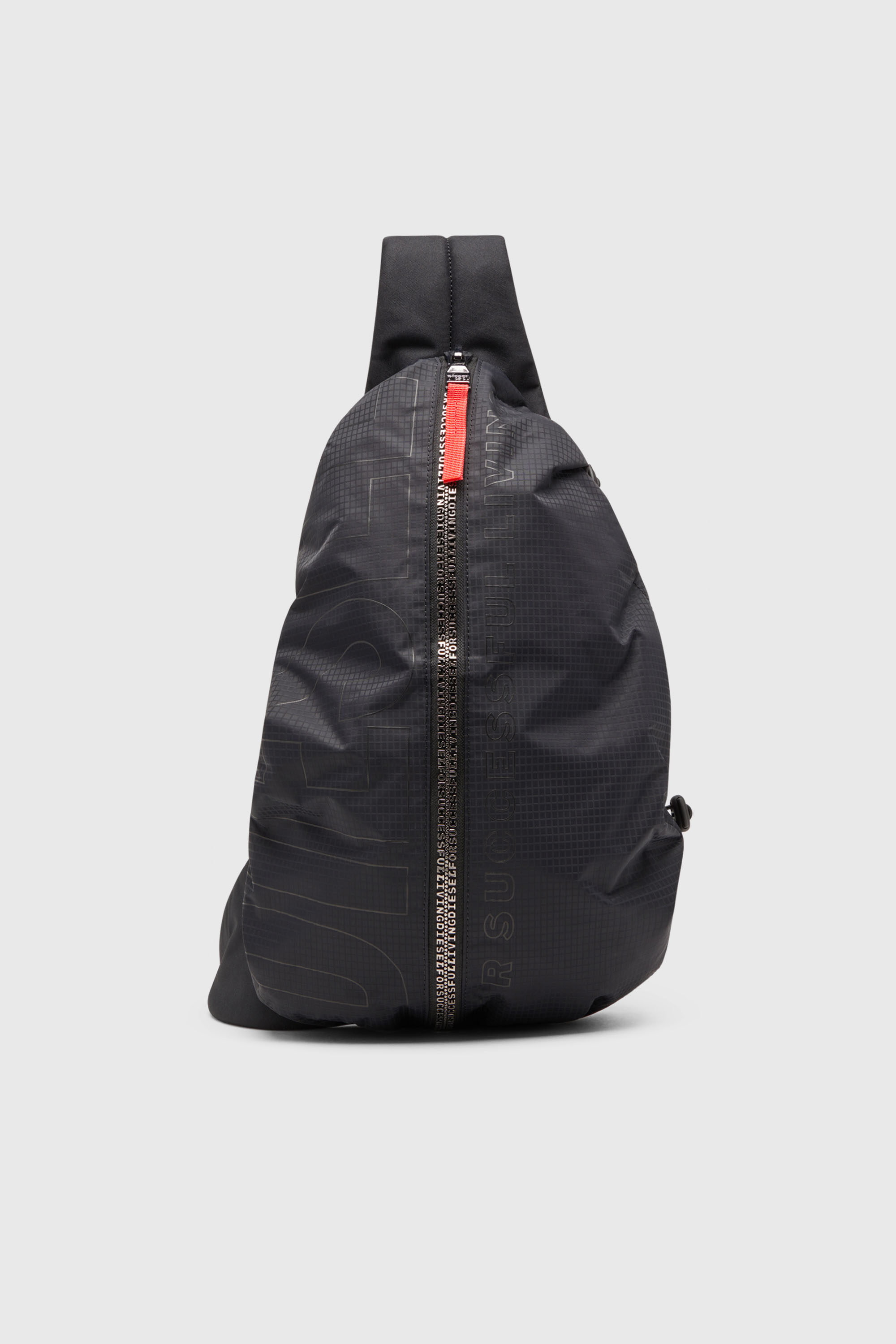 Men's Zip-D-Sling backpack in check-jacquard shell | Black | Diesel TR