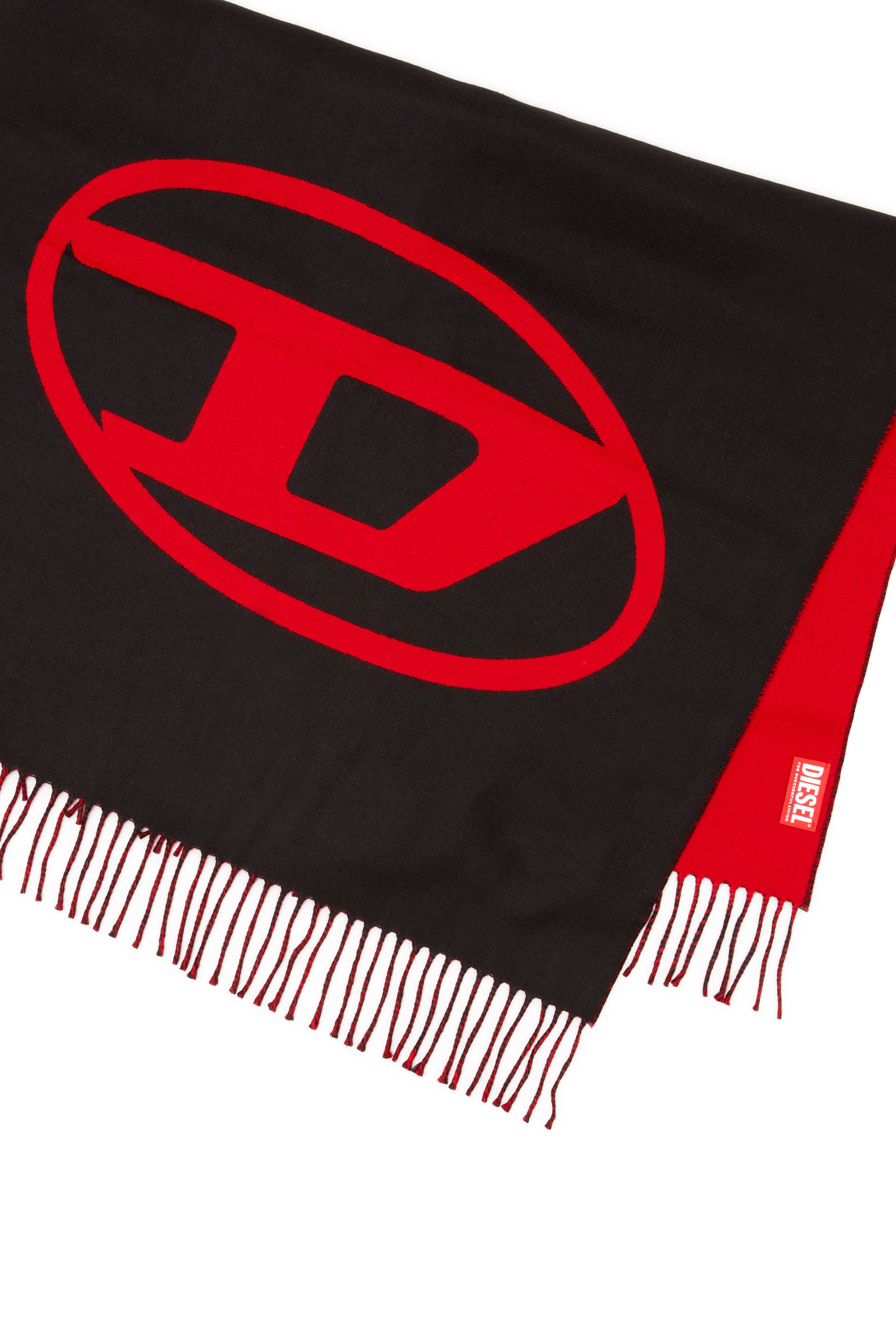 Diesel - S-TEVIE, Man's Reversible two tone wool scarf in Black/Red - 3