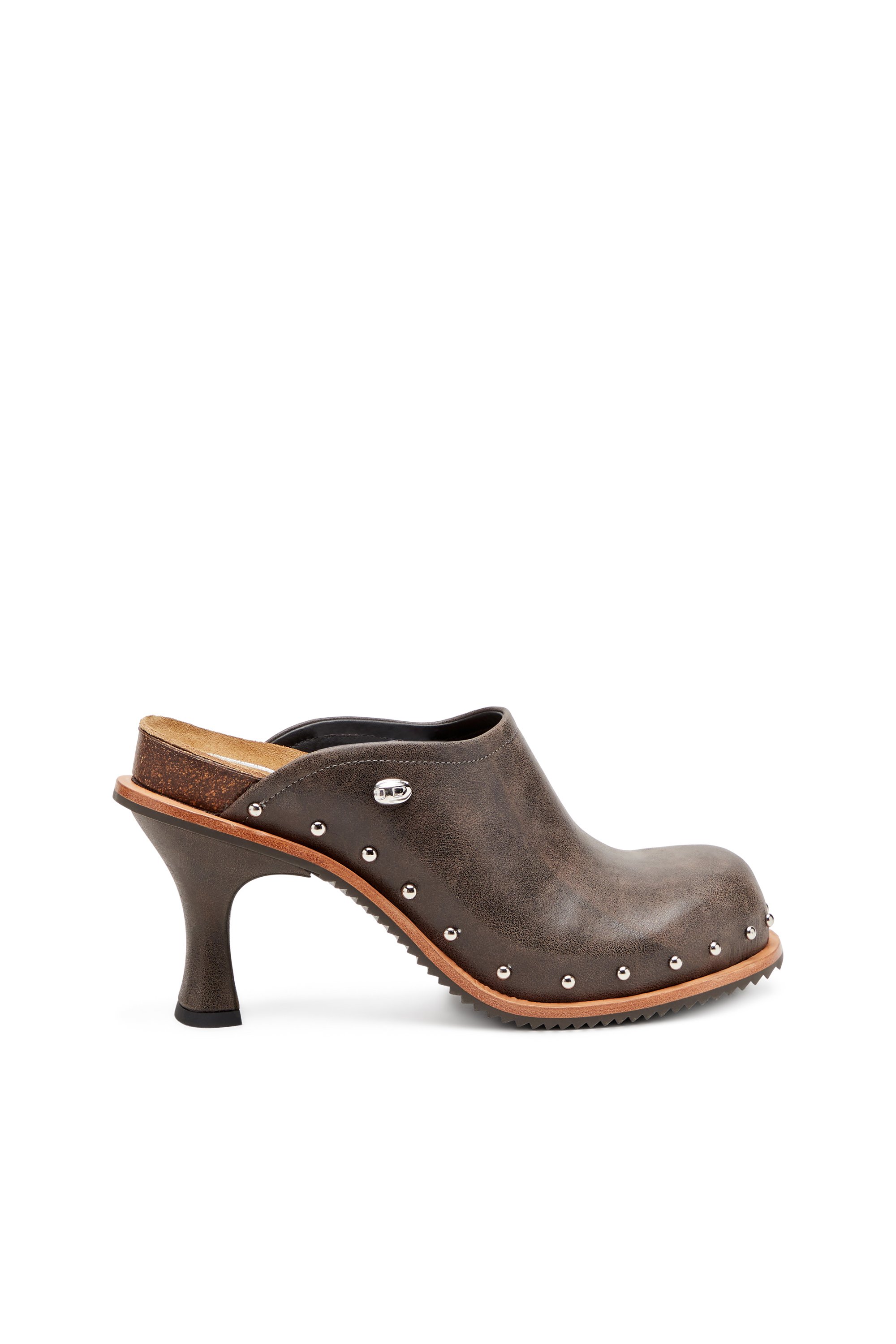 Diesel - D-WOODSTOCK ML CLOG W, Woman's Studded leather mules in Dark Brown - 1