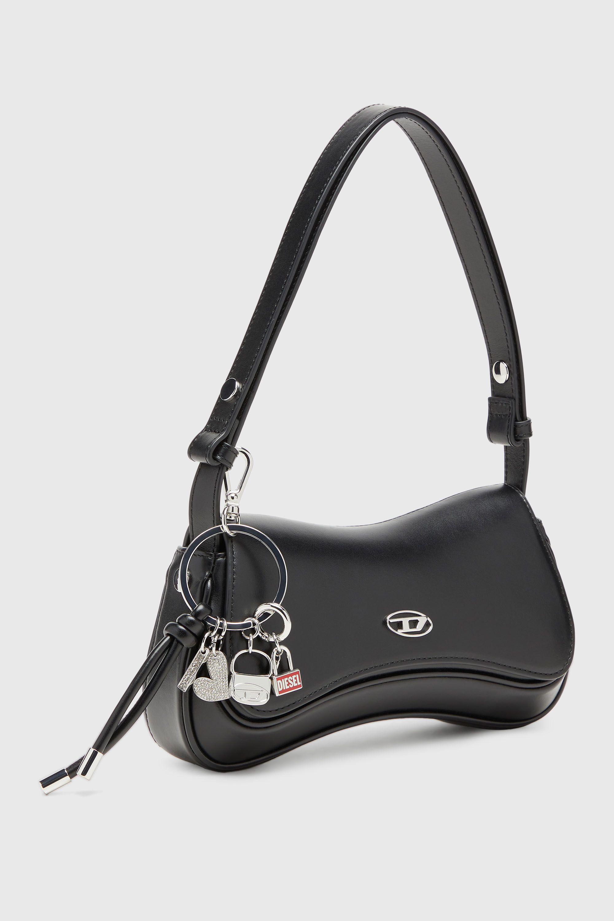 Diesel - MULTI III, Woman's Keyring charm with heart and bag pendants in Silver/Black - 3