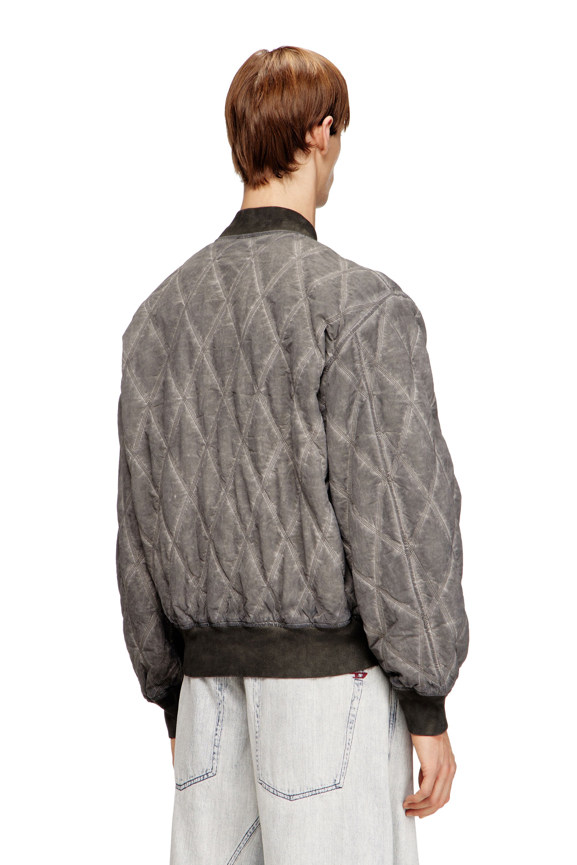 Diesel - J-TYPE-TREAT, Man's Padded argyle-quilted bomber jacket in Grey - 4
