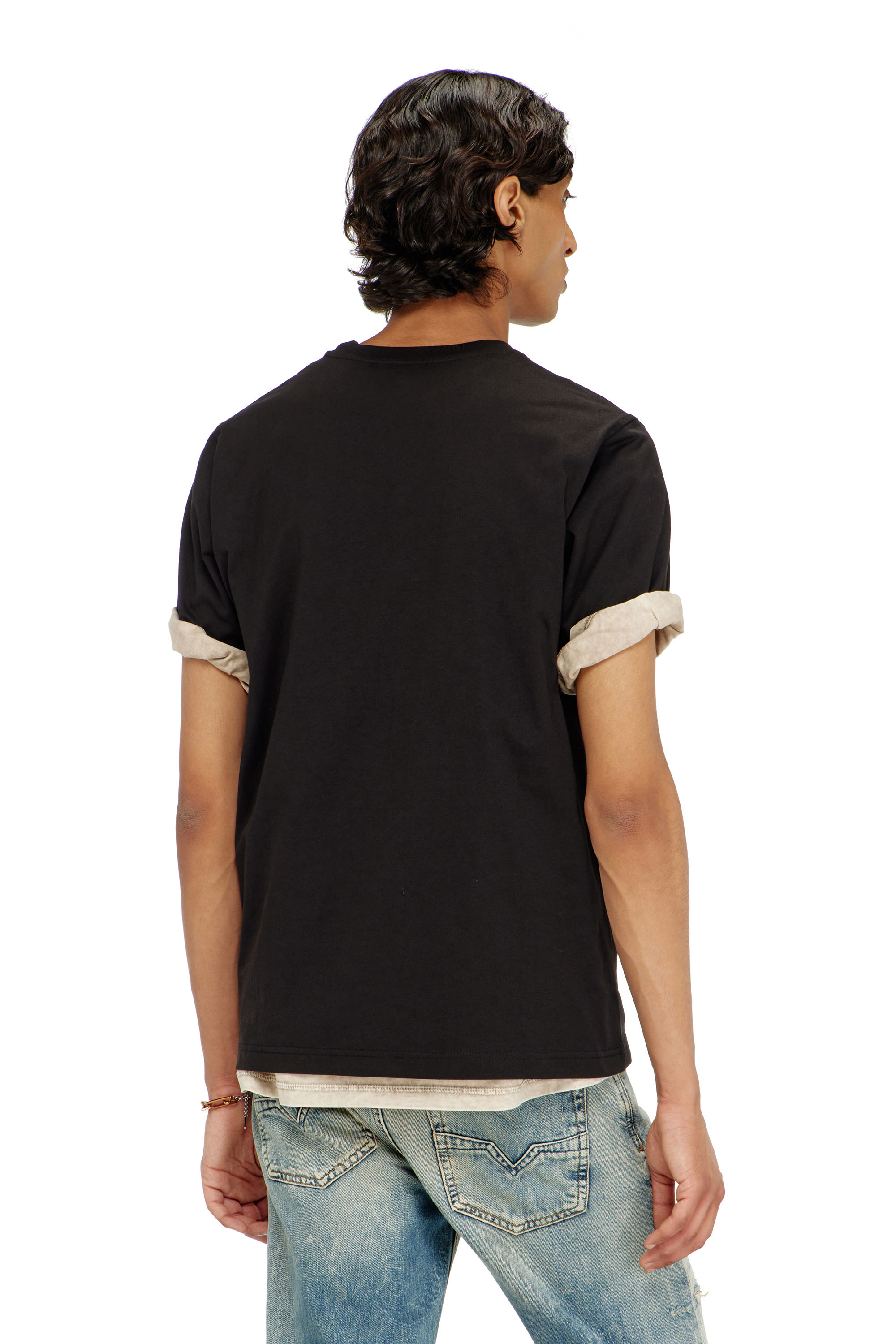 Diesel - T-ADJUST-AA5, Man's Cotton T-shirt with spray logo print in Black - 4