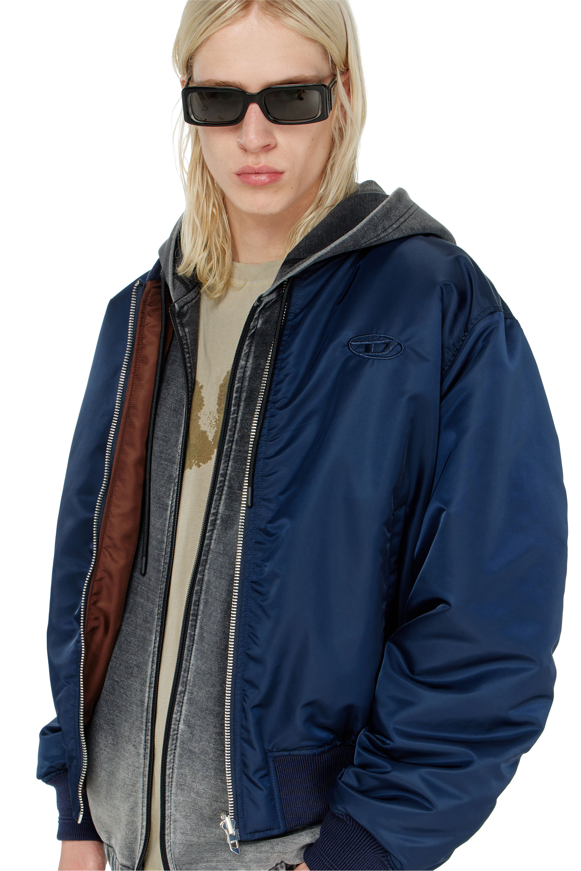 Diesel - W-TYPE-D1, Man's Padded bomber jacket with Oval D embroidery in null - 6
