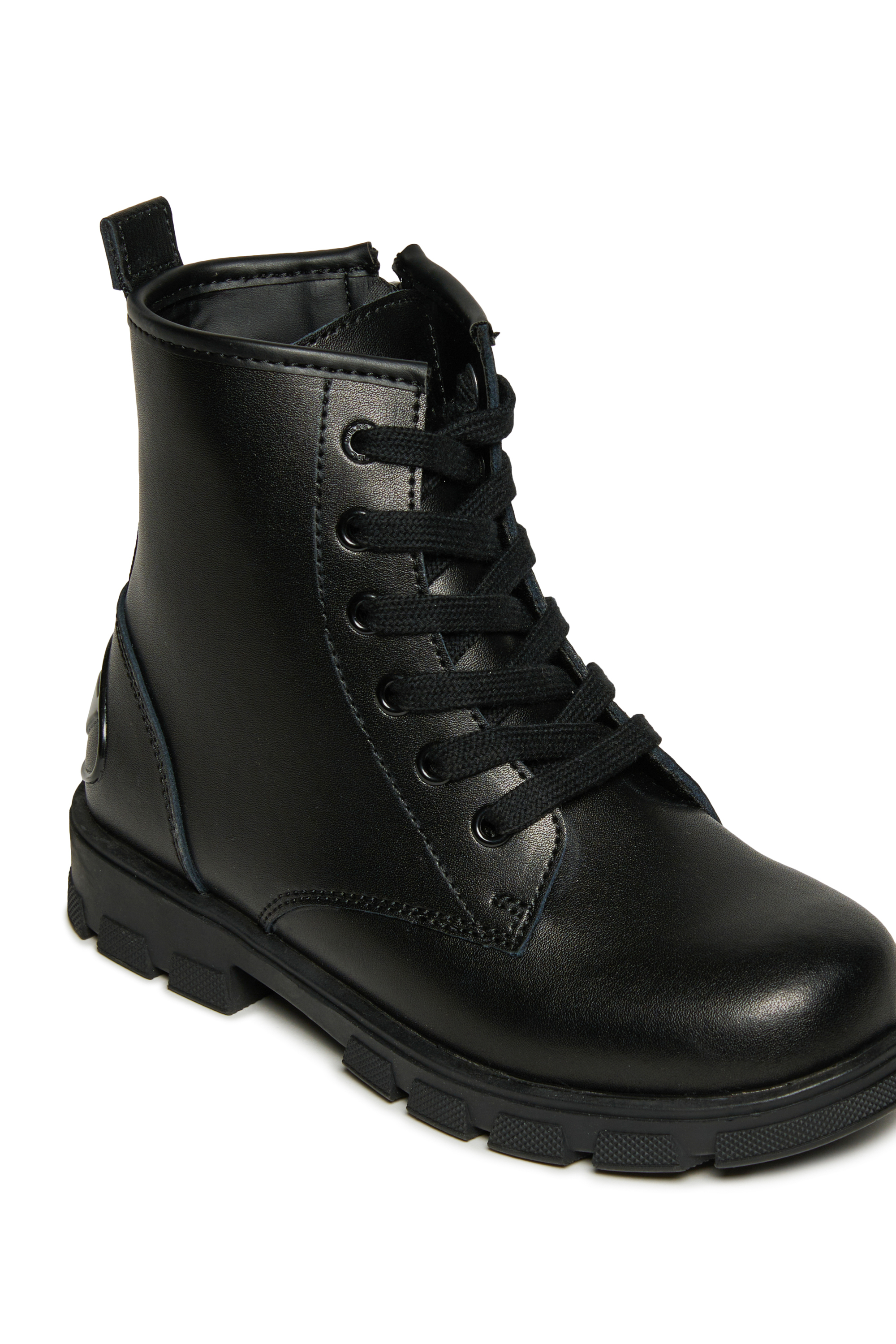 Diesel - D-HAMMER AK LACE, Unisex's D-Hammer Leather Boots with Side Zip in Black - 4