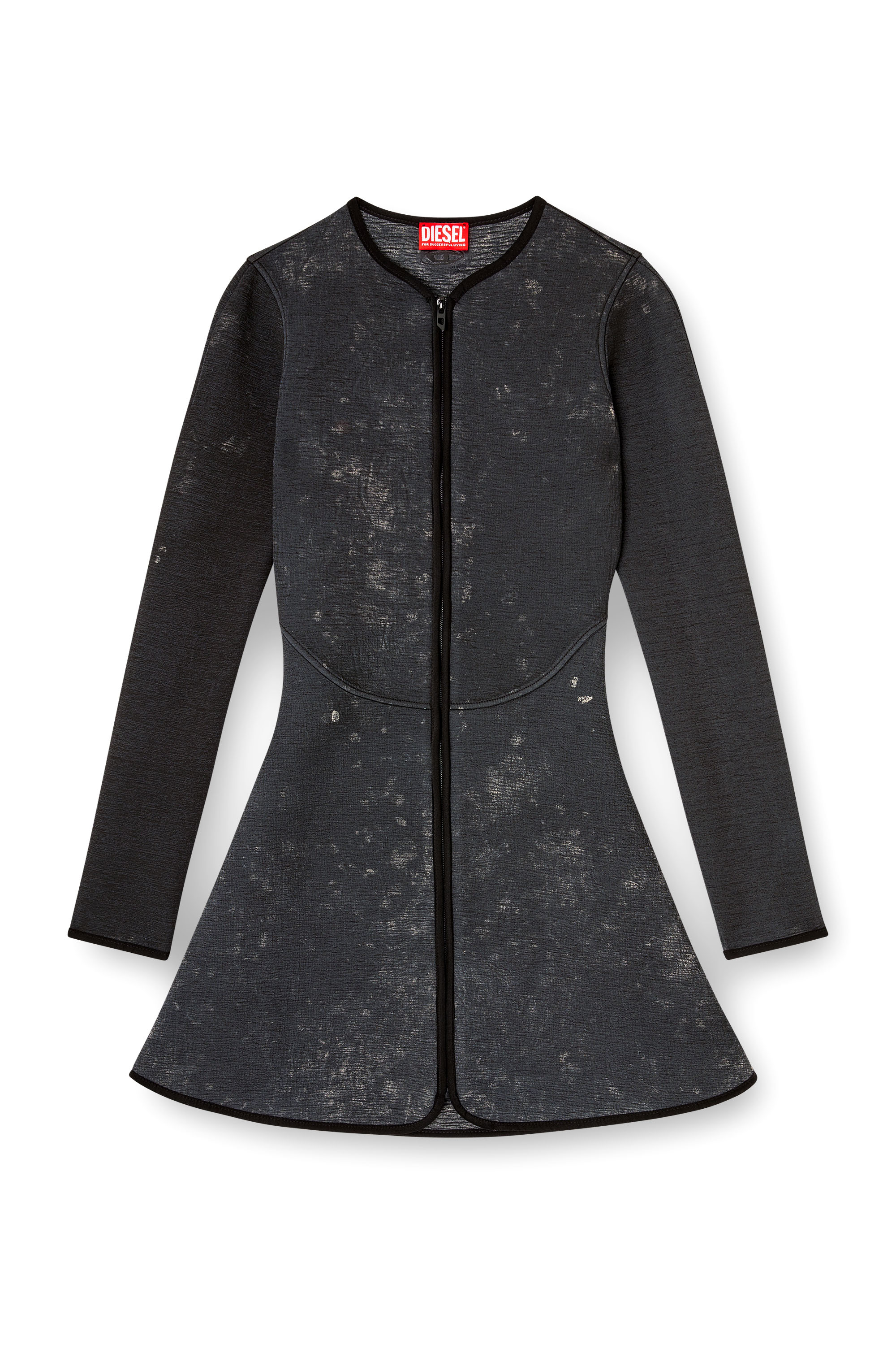 Diesel - D-EOPRE, Woman's Short dress in marbled scuba in Dark grey - 3