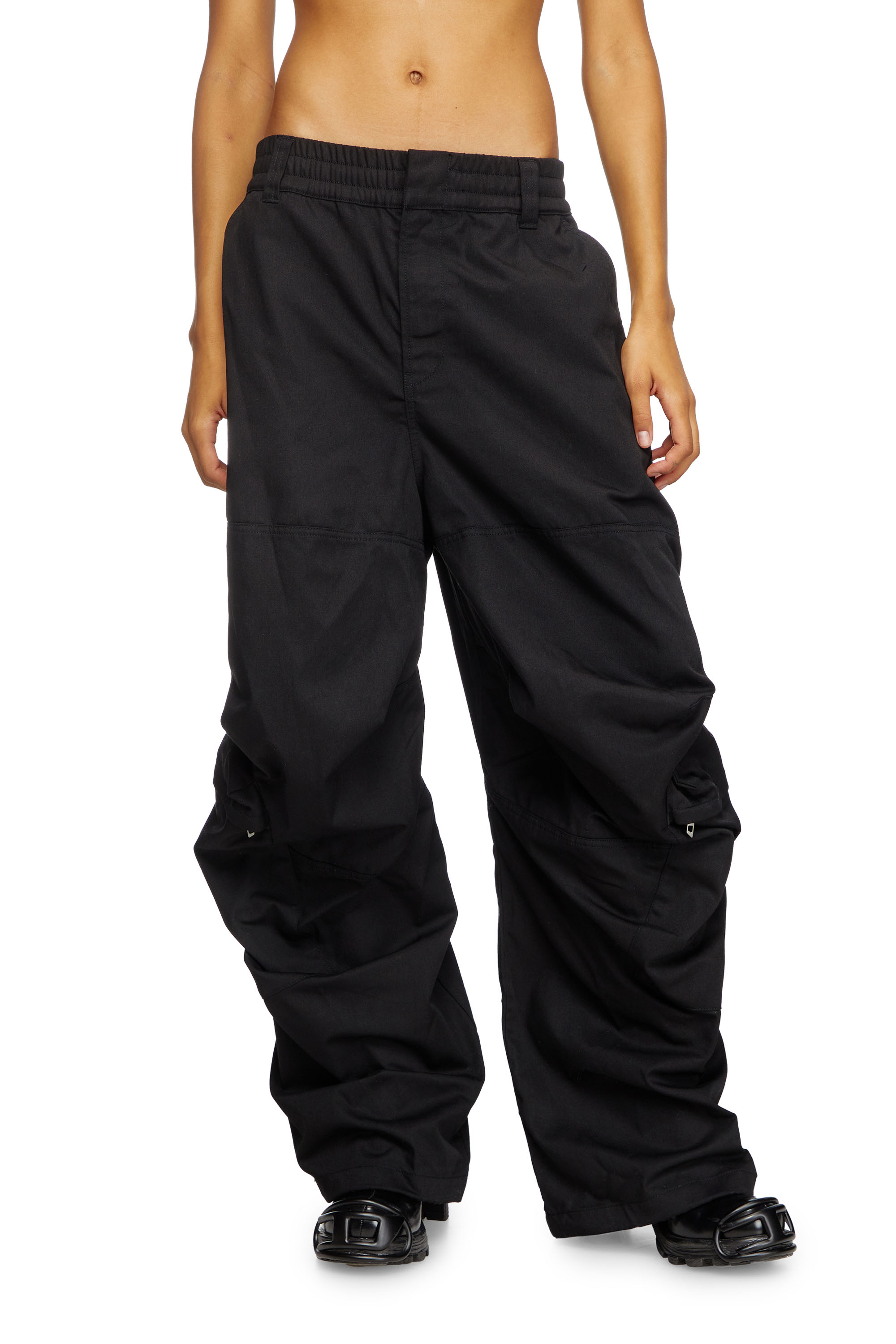 Diesel - P-ARNE-FEM-P2, Woman's Cargo pants in cotton twill in Black - 1