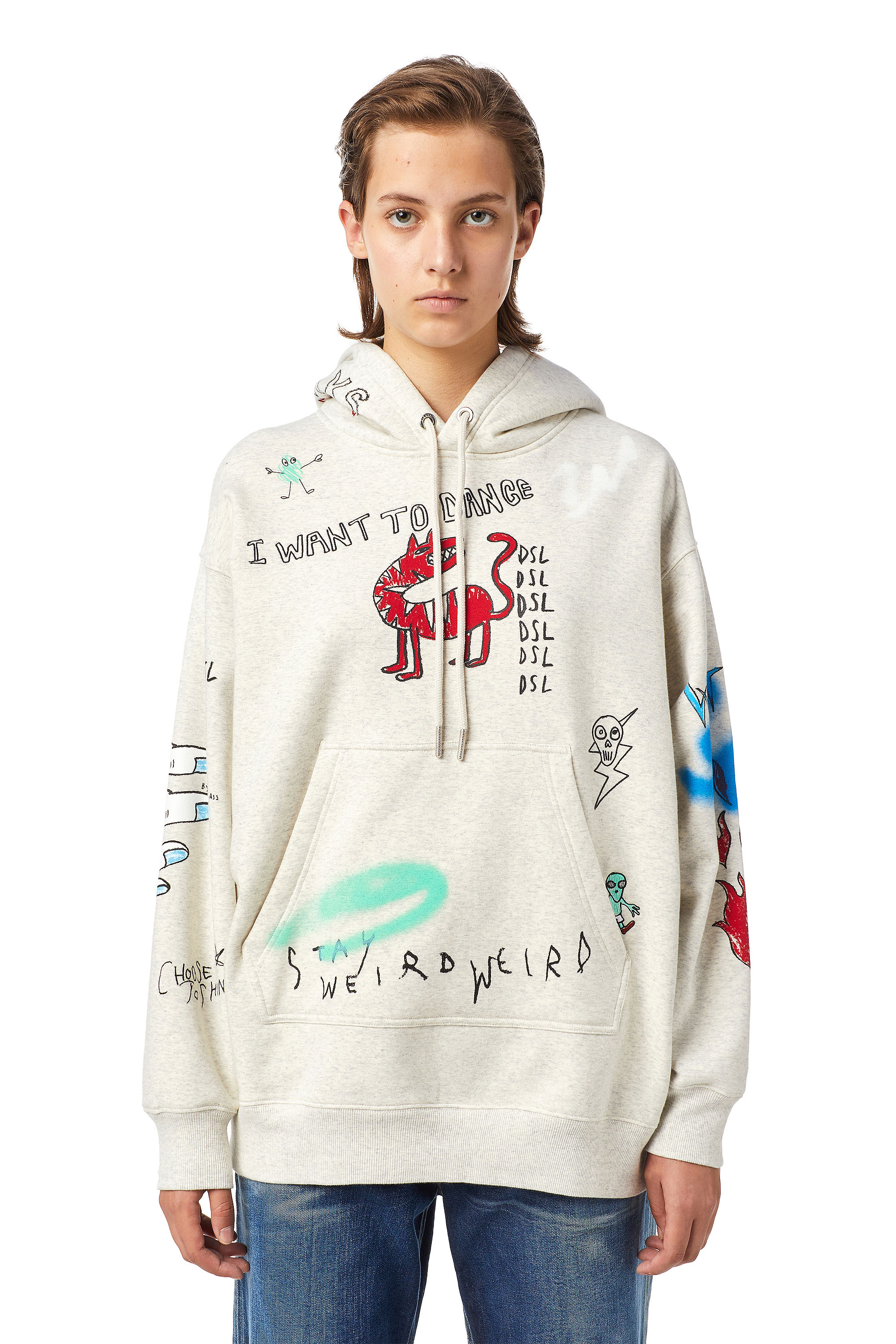 F-EXA-HOOD-B2, Light Grey Diesel - F-EXA-HOOD-B2, Light Grey - Sweaters - Image 1
