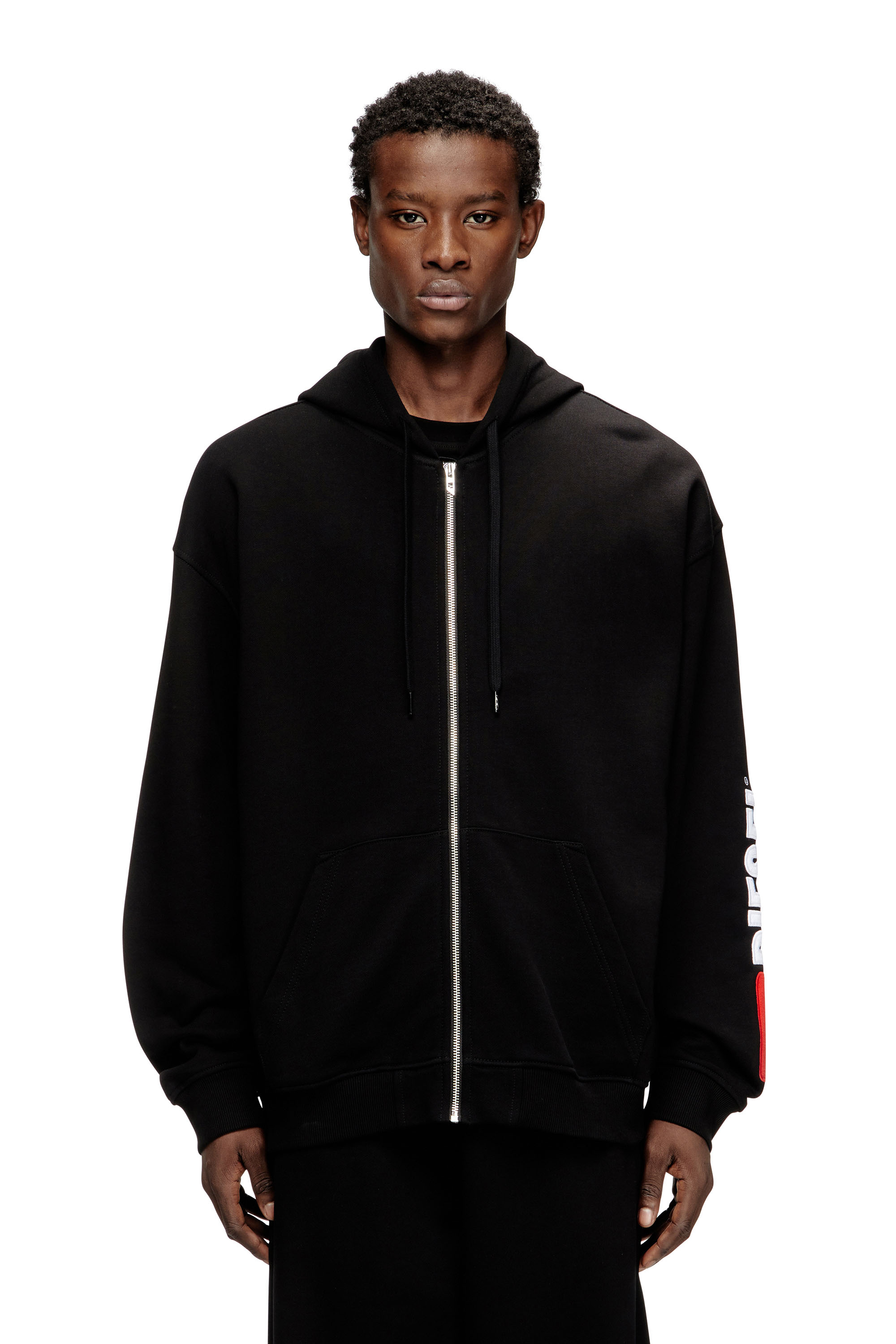 Diesel - S-BOXT-ZIP-HOOD-DIV, Man's Hoodie with logo patch embroidery in Black - 1