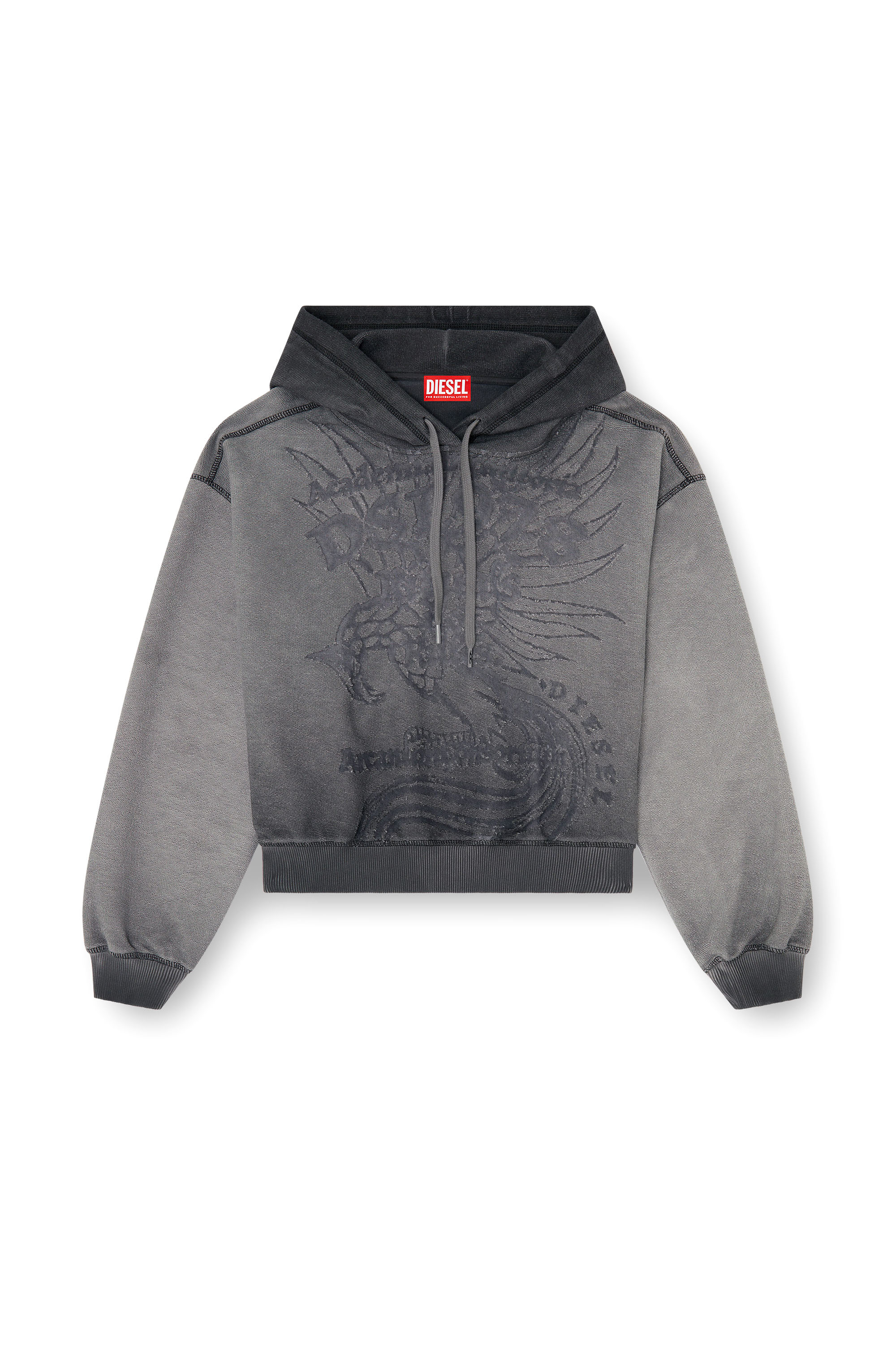 Diesel - F-SUNNY-HOOD, Woman's Hoodie with d&eacute;vor&eacute; print in Grey - 3