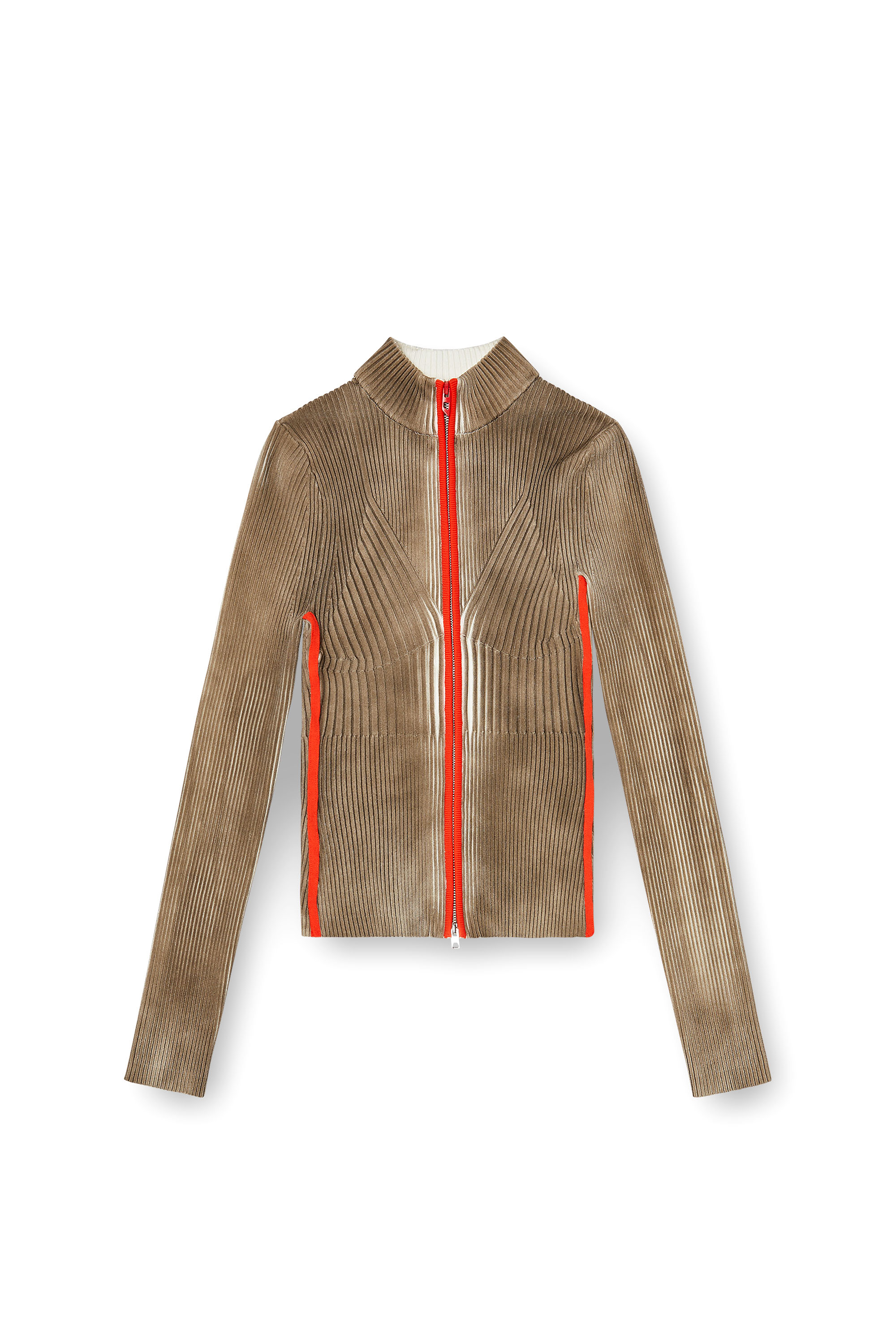 Diesel - M-SARMA, Woman's Ribbed zip cardigan with contrast bands in null - 3