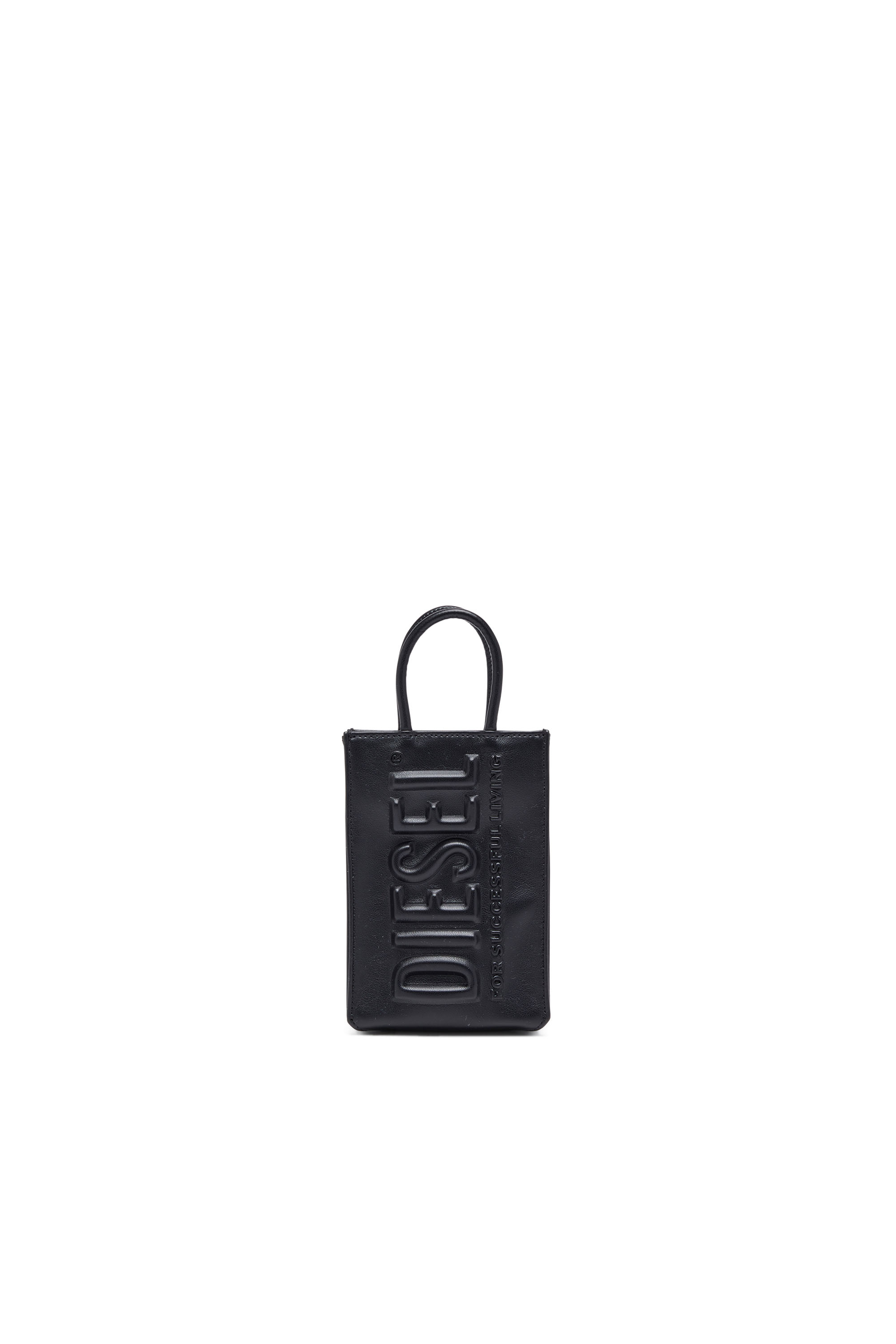 Diesel - DSL 3D SHOPPER MINI X, Man's Dsl 3D Mini -Small PU tote bag with embossed logo in Black - 1