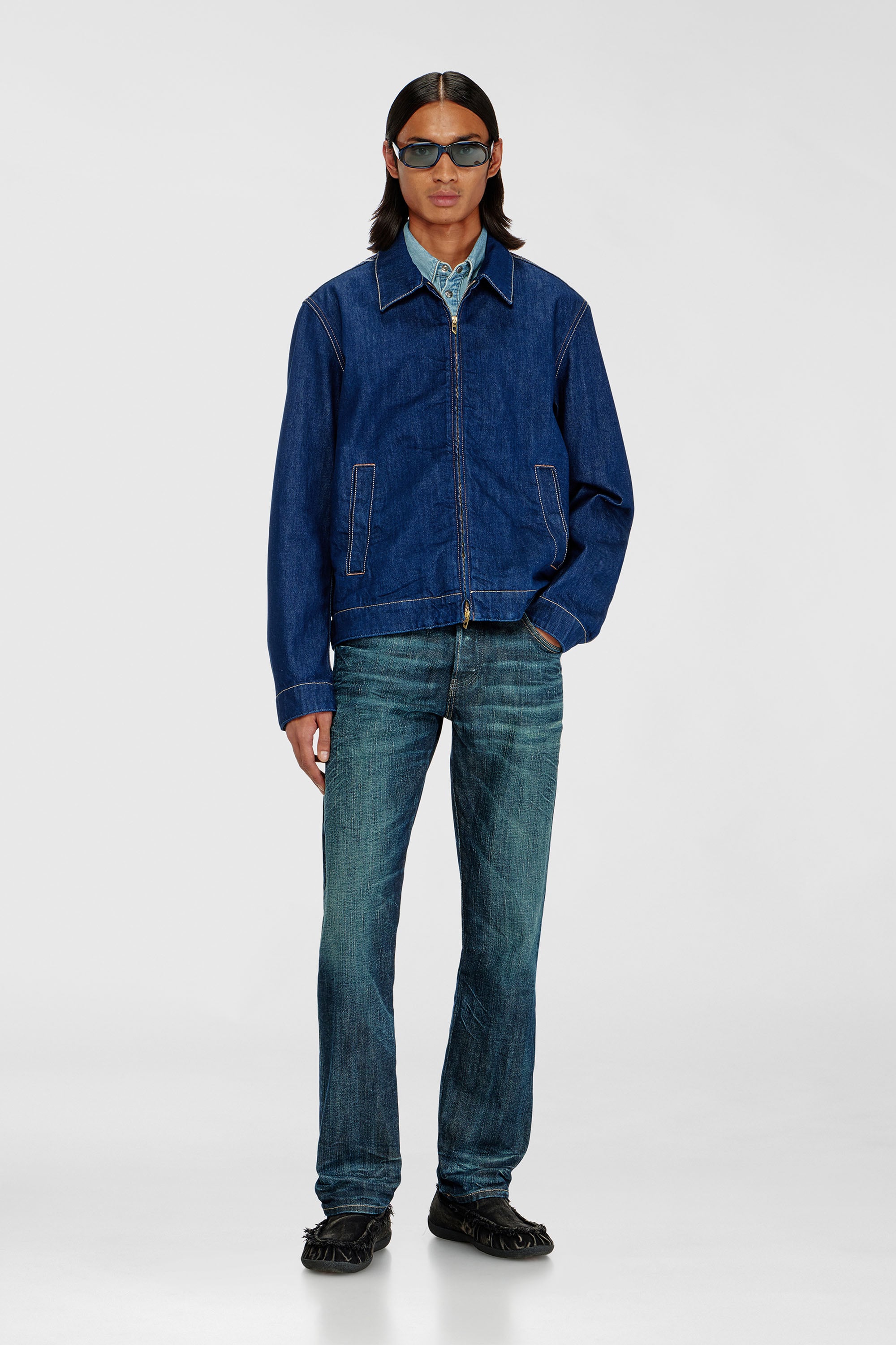 Men's Coach jacket in rinse denim | Blue | Diesel TR