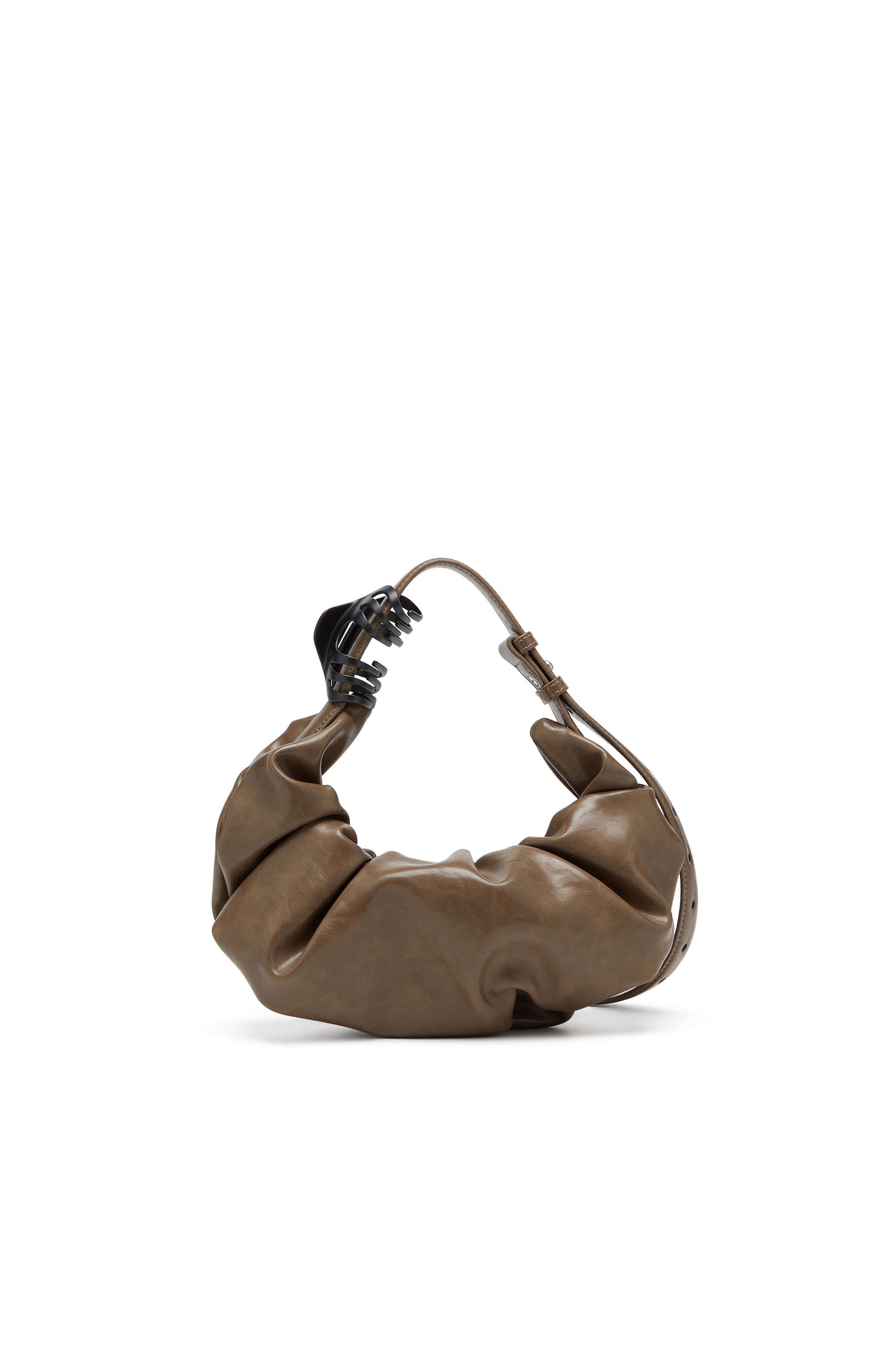 Diesel - GRAB-D HOBO S, Woman's Grab-D S-Small scrunched hobo bag in shiny PU in Brown - 2